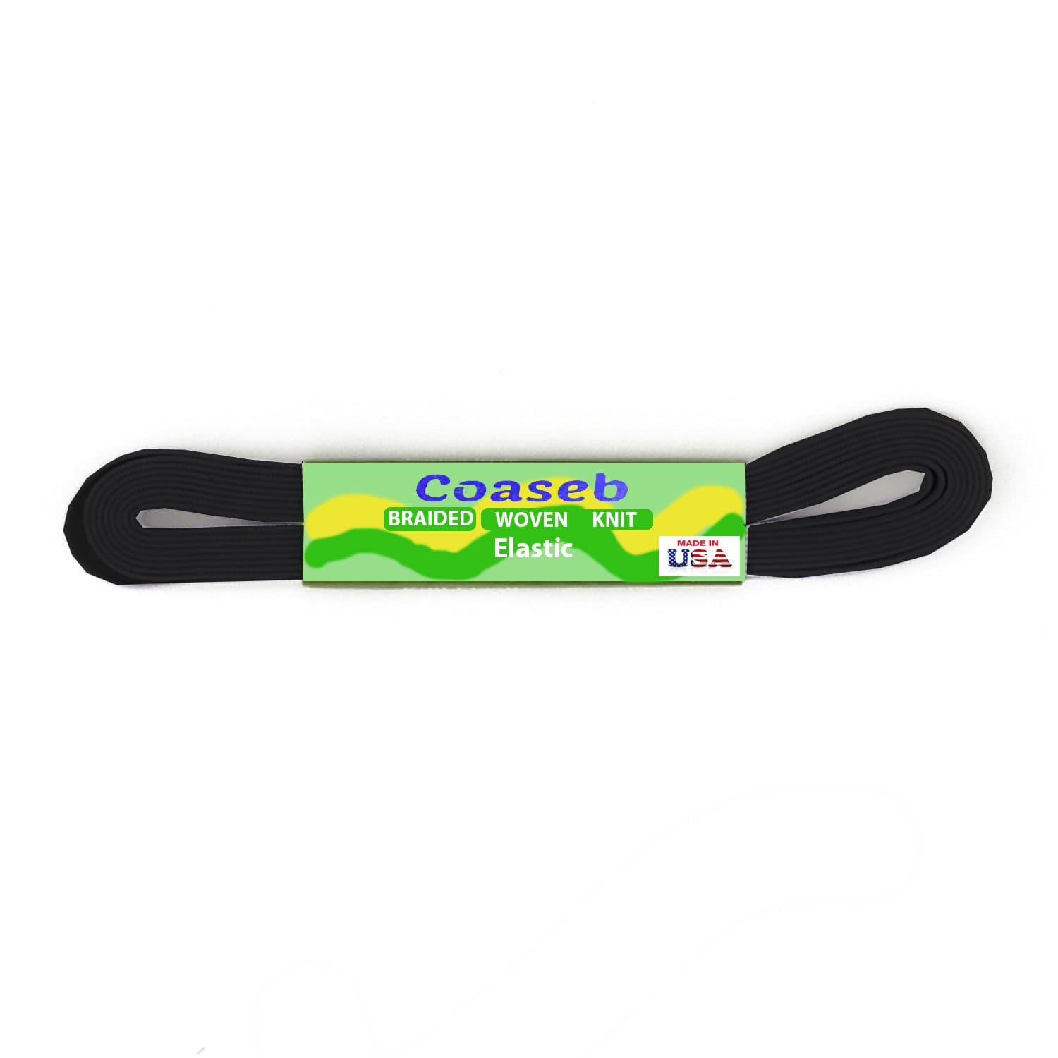 3/4 inch Wide (0.75 inch) Coaseb Premium 2 Yards Black Fabric Strapping, Underwear and Sportswear Retail & Wholesale Knitted Elastic Made in USA