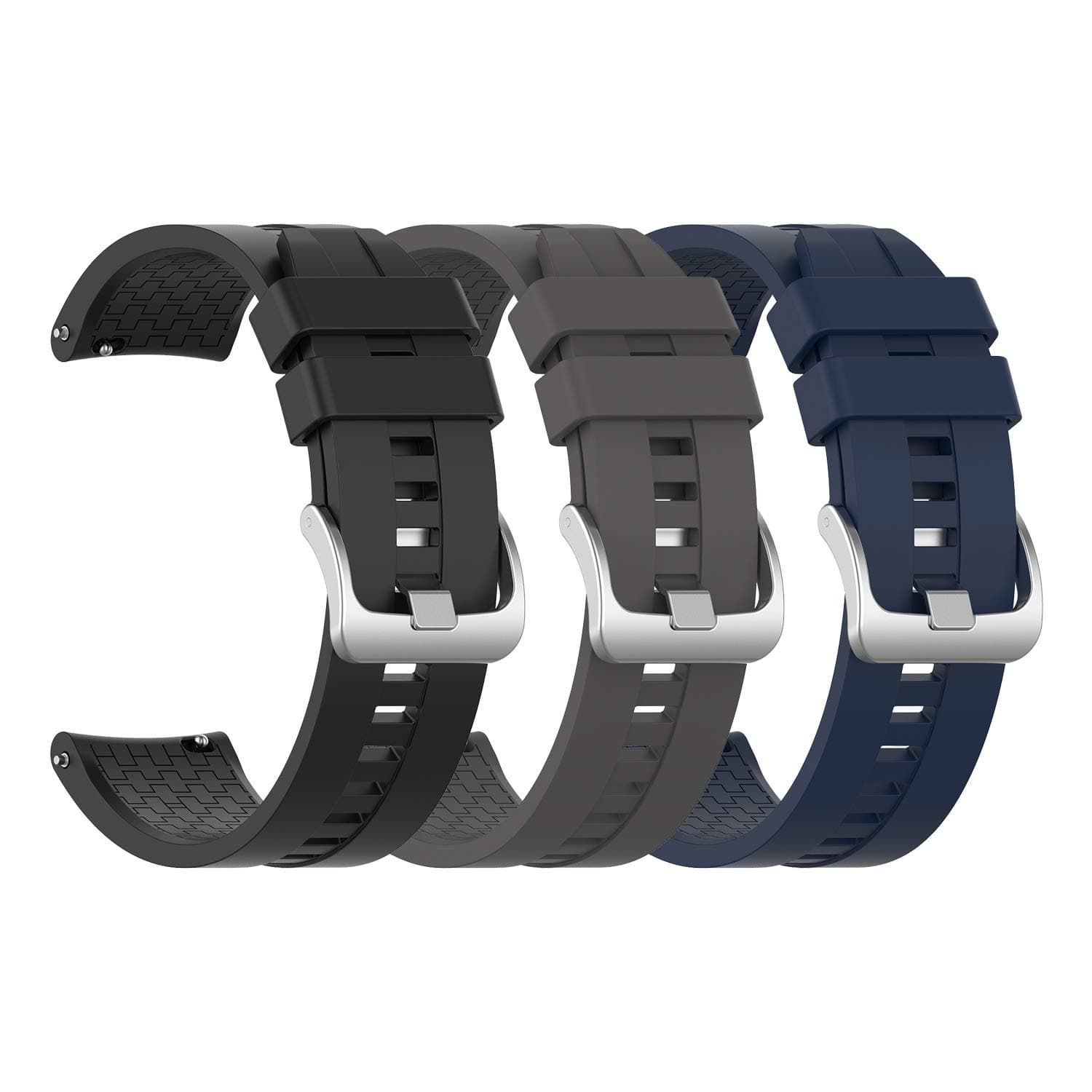 3-Pack Silicone Bands for Huawei Watch GT Classic Replacement Strap (Black, Gray, Navy Blue)