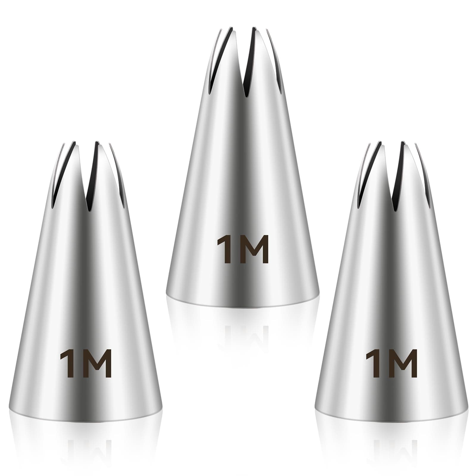 KALIONE 3pcs 1M Cake Piping Tips, Cake Decorating Supplies Piping Tips, Piping Nozzles Decorating Tips, Baking Tools For Buttercream, Icing, Birthday Cake, Cupcake, DIY Art