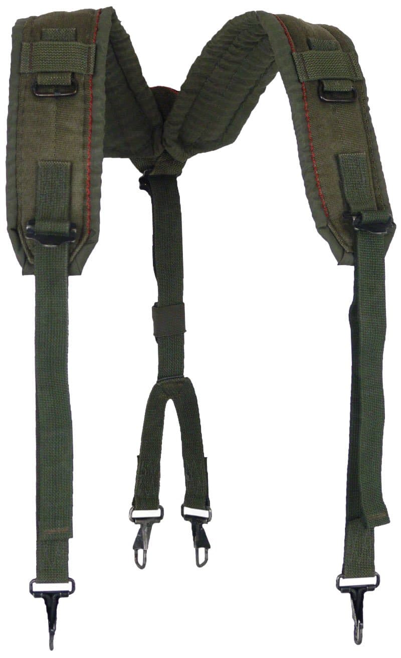 Military Outdoor Clothing Previously Issued US GI OD LC-2 Nylon Suspenders, OD Green, Small/XX-Large