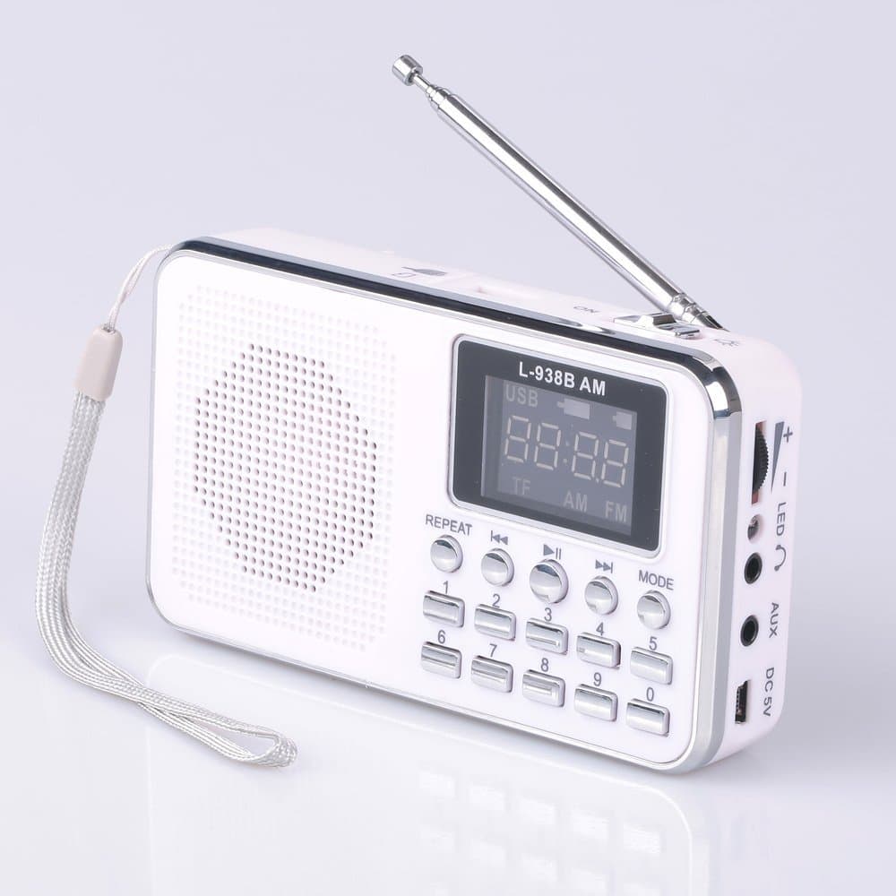Mfine Portable Mini USB AM/FM Radio Speaker Music Player Micro SD/TF Card For PC iPod Phone (938B White)