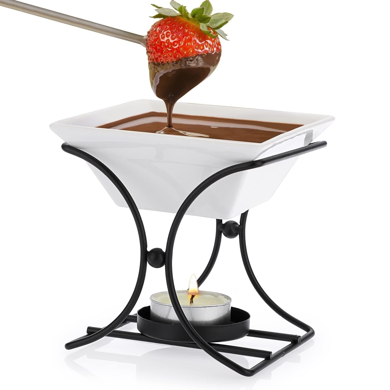 THE WHITE SHOPCeramic Butter Warmer Set, Fondue Pot Melting Pot Set, Melt Hot Pot Bowl Set For Cheese Chocolate Butter Caramel