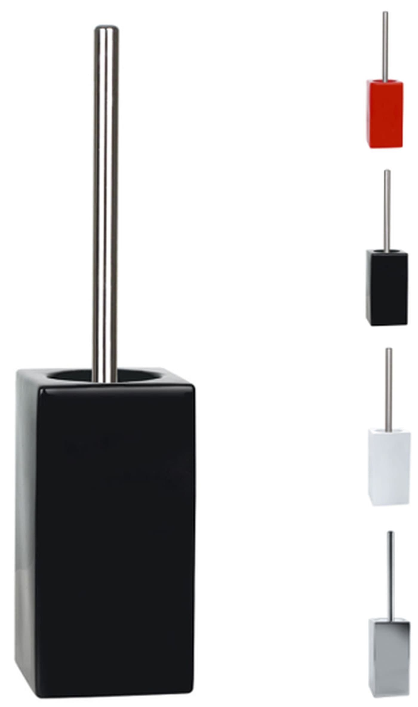 Spirella Quadro Toilet Brush Stoneware Black Height 45 cm x Width 11.5 cm