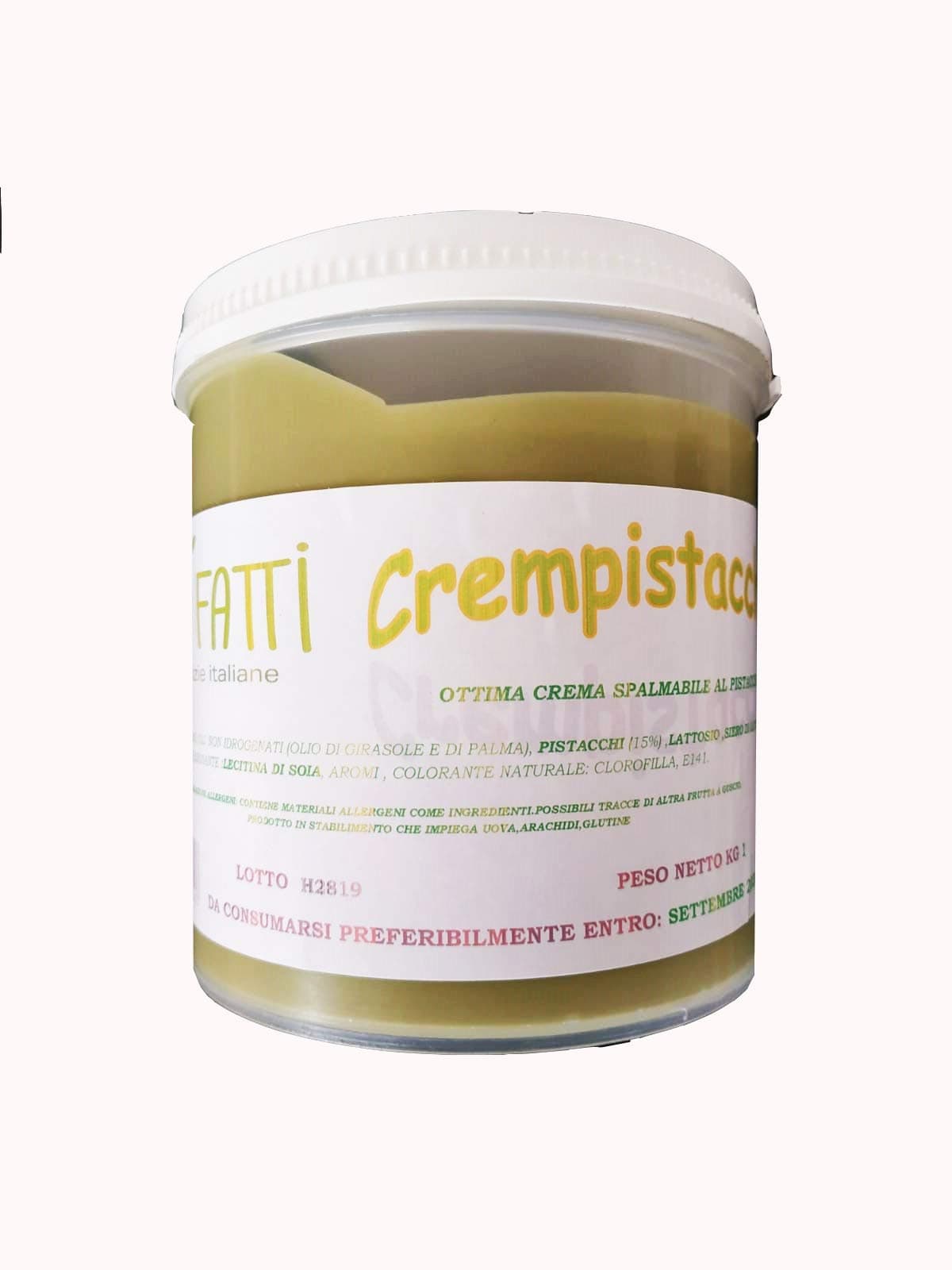 I BUON FATTI Natural Smooth Pistachio Cream Tub 100% Made in Italy 1000 Gr. Ideal for Home but Also for Professional use, Healthy and Genuine Product of high Production Quality