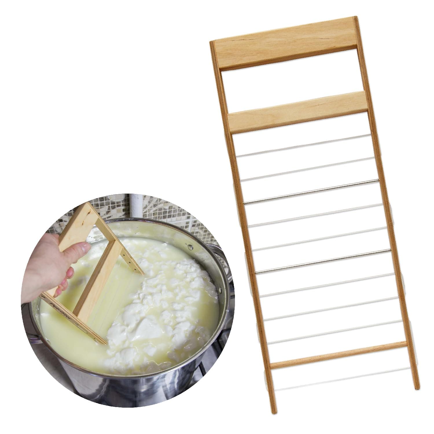PetriStor Horizontal Cheese Curd Cutter - Cheese Harp & Curd Cutter Artisan Cheese Making Knife (1)