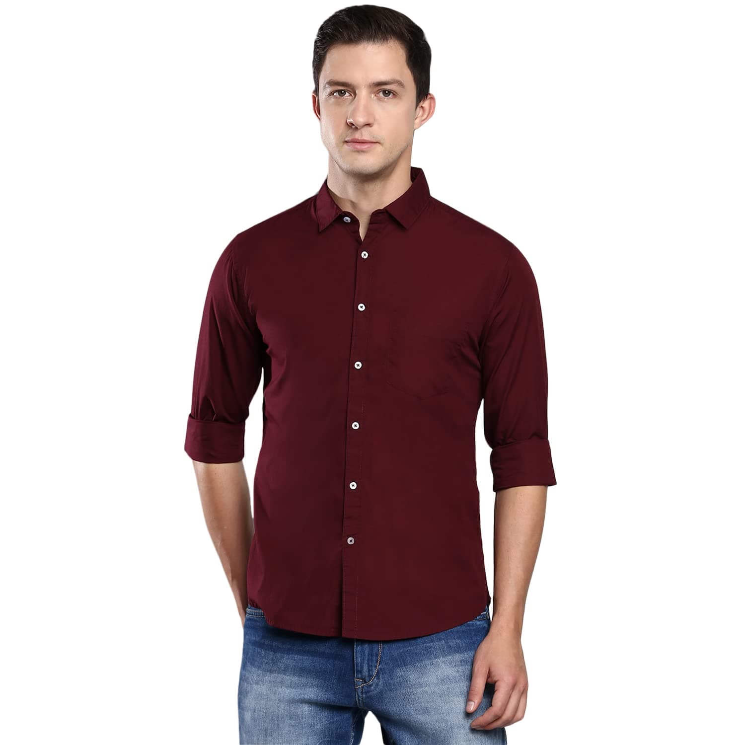 Dennis Lingo Men's Solid Slim Fit Casual Shirt, Full Sleeve Shirt for Casual Wear & Formal Wear (Also Available in Plus Size)