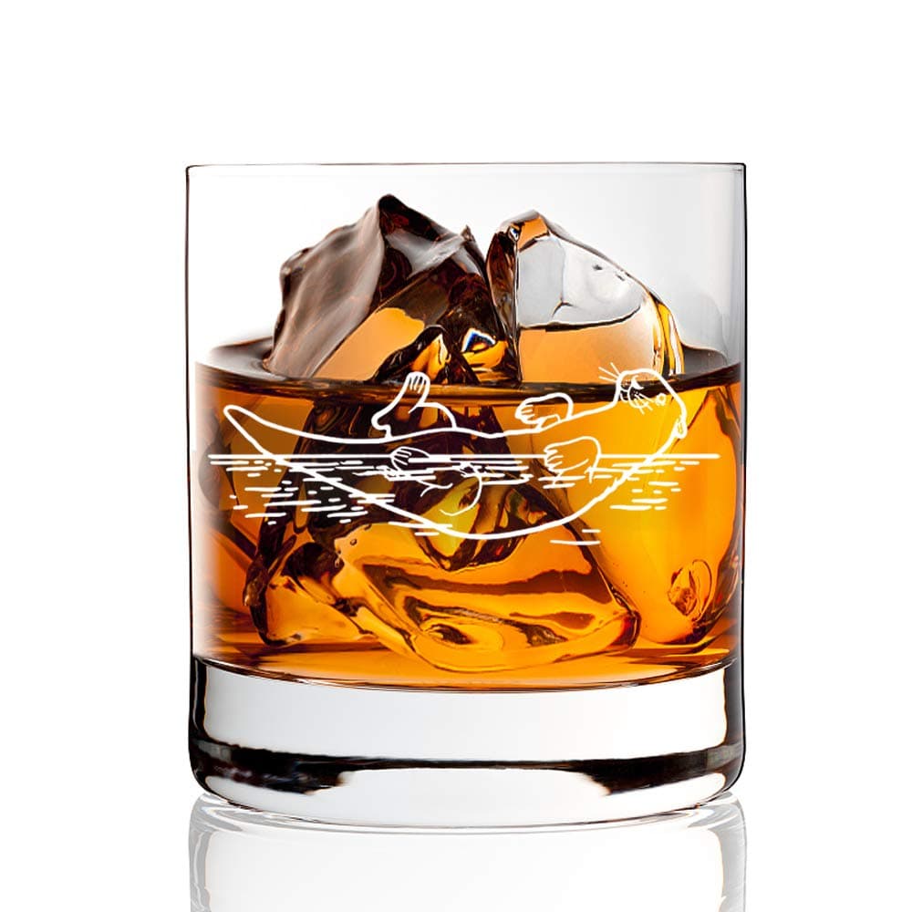 AGMdesign Otter Whiskey Glass - Graduation Retirement Christma Gifts for Men Women Otter Lover - Father's Day Gifts for Grandfather Husband Dad Brother Son - Appreciation Present for Women Men