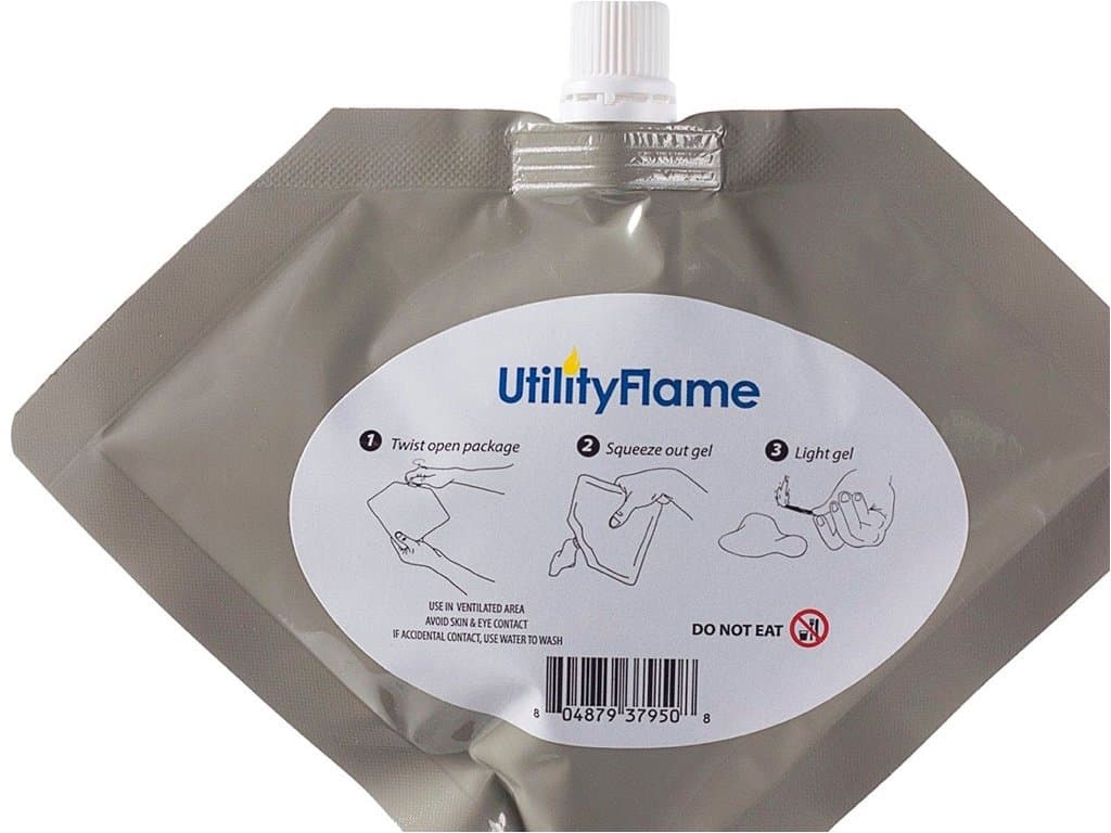 Large Utility Flame Gel Pouch, Lightweight Fire Starter Source, Safe and Portable, Smokeless/Odorless, Hiking, Camping, Climbing, Cooking in Extreme Weather, Made in USA, Never Expires