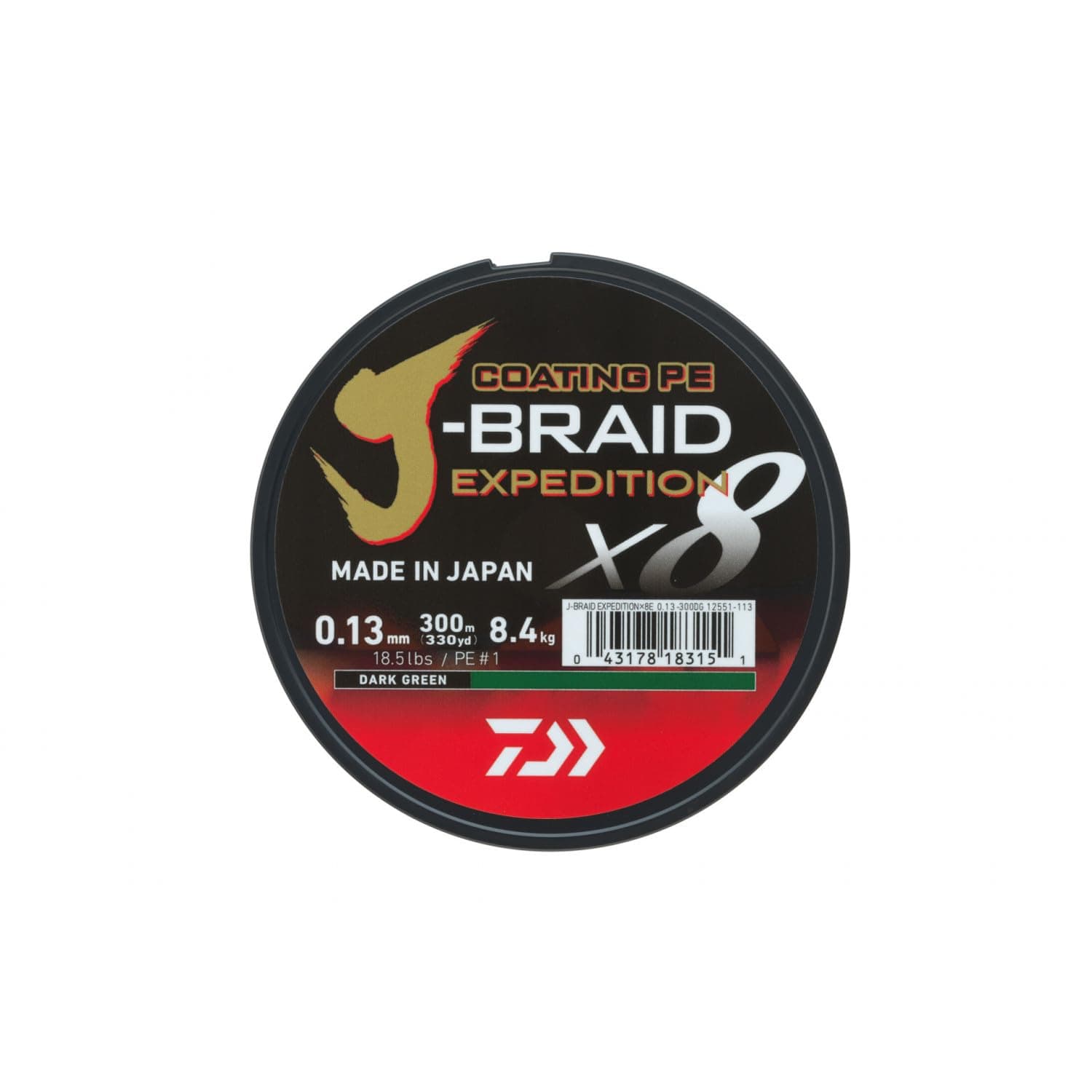 J-Braid Expedition X8E, 300m, Dark Green, Braided Fishing Line