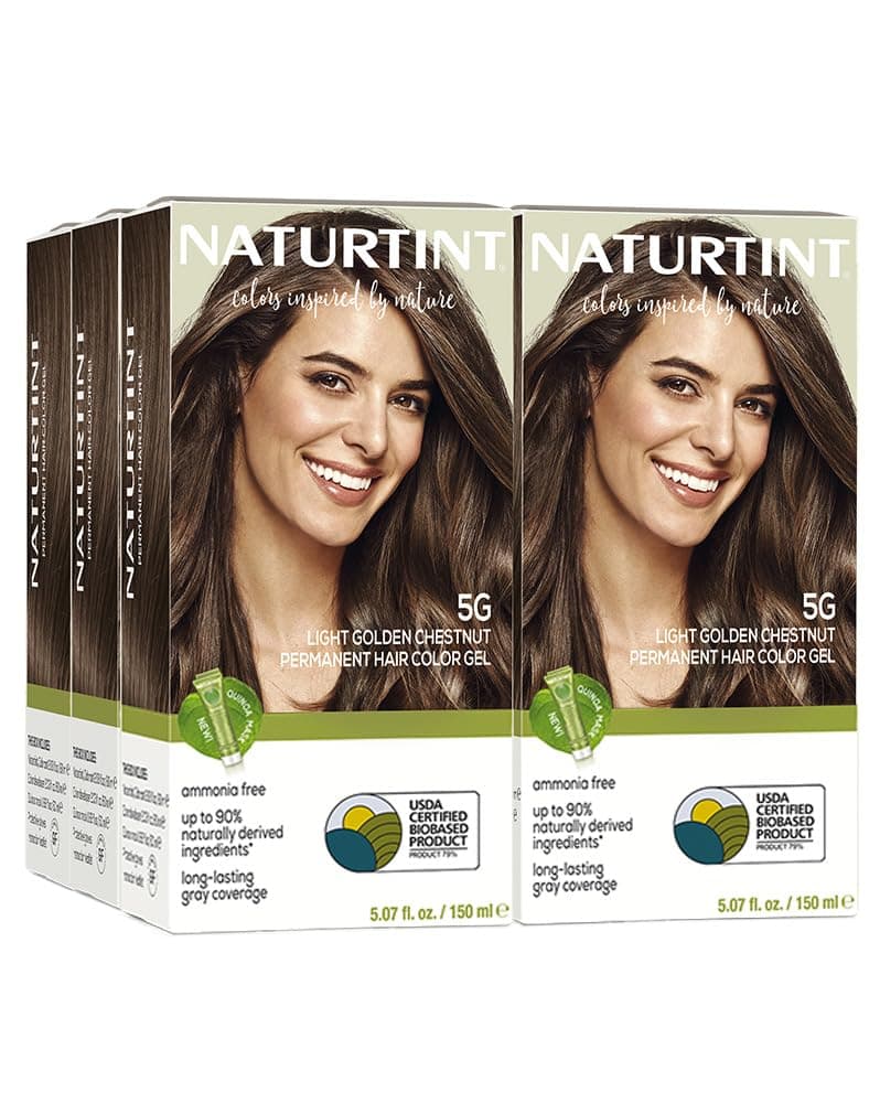 Naturtint 5G Light Golden Chestnut Permanent Hair Color (Pack of 6), Ammonia Free, Vegan, Cruelty Free, up to 100% Gray Coverage, Long Lasting Results (Packaging may vary)