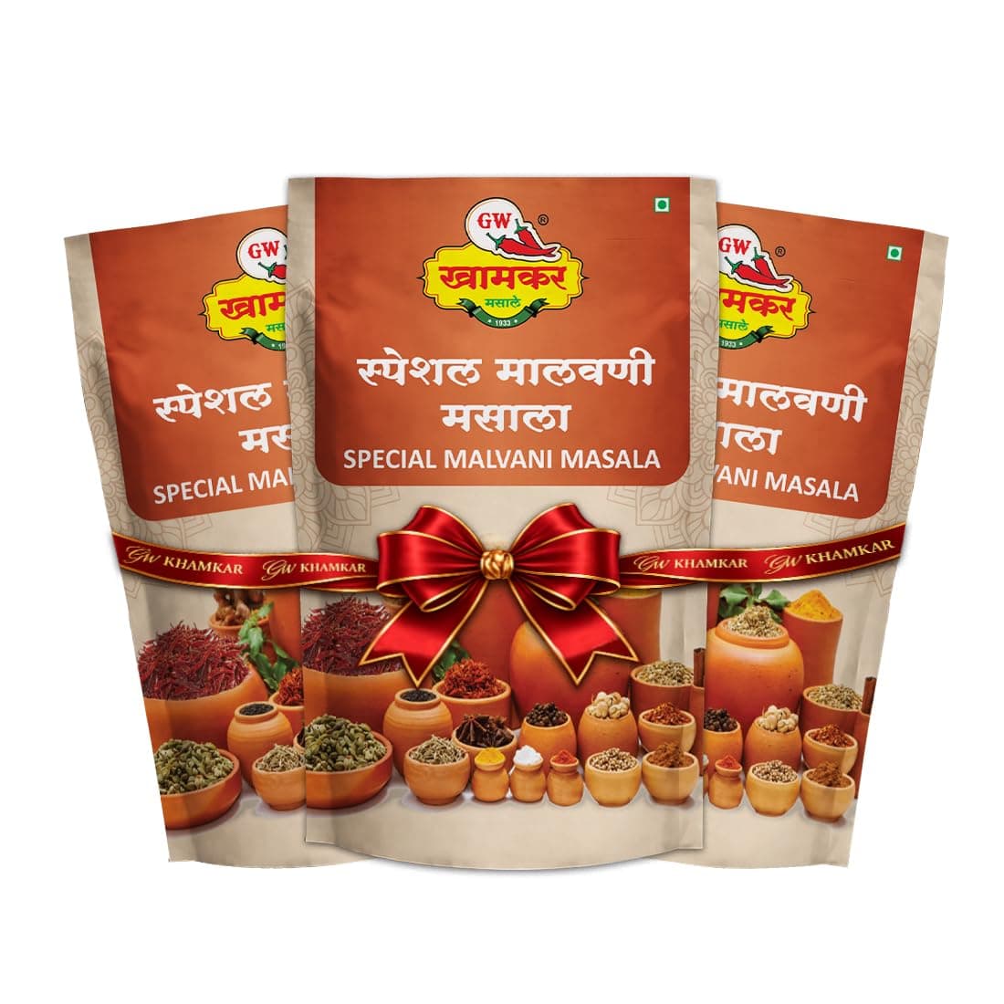 GW Khamkar Special Malvani Masala,spices, Malvani Masale, Indian Spices, Maharashtrian Spices, Traditional Recipe, Authentic (Kokani) Taste,no Artificial Colours, All In 1 Masala, 185 Gm(Pack of 3)