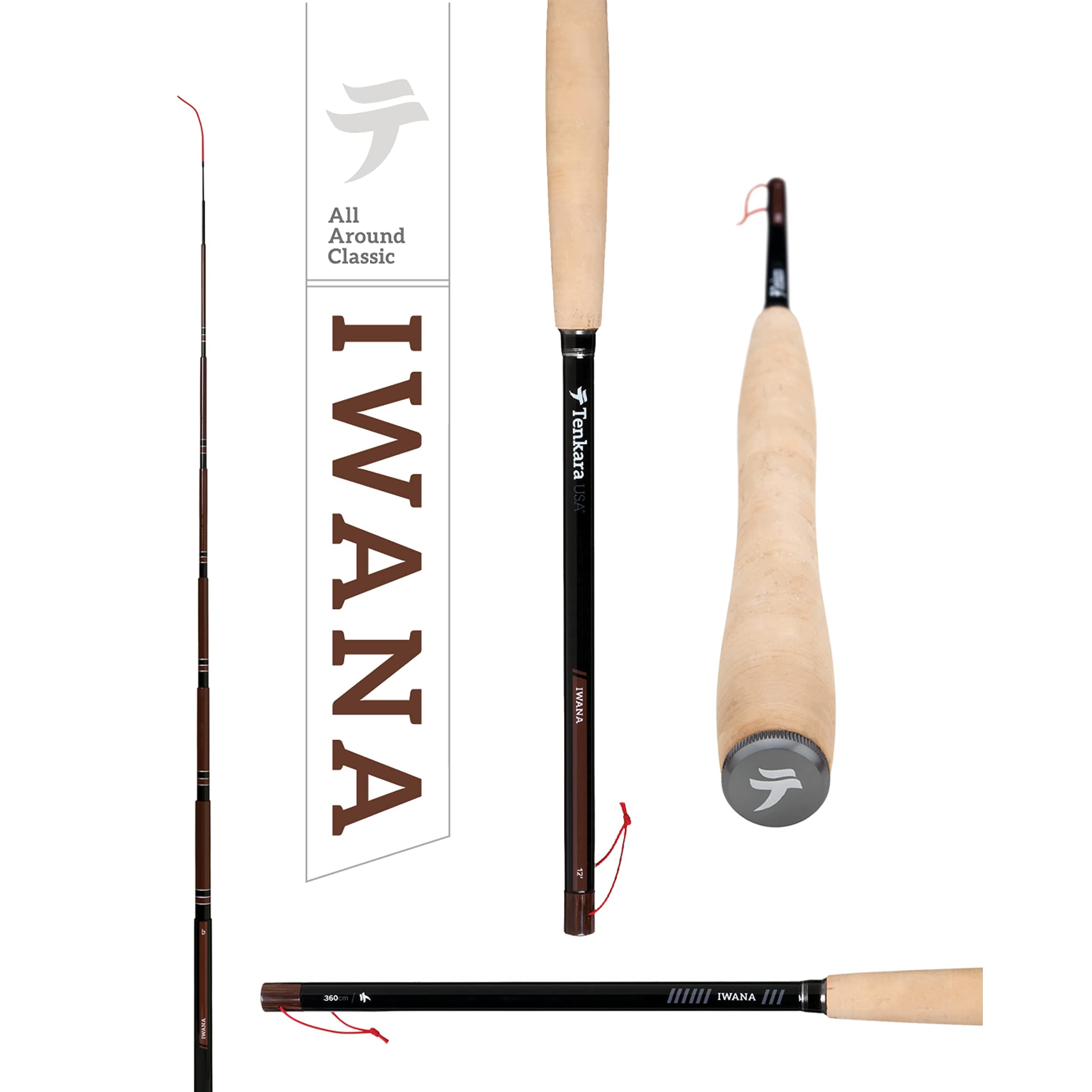 Fly Fishing IWANA™ Rod with Case, Classic All-Around for Small to Medium Fish - Ultra-Light, Gloss Carbon Finish (12ft - 366cm)