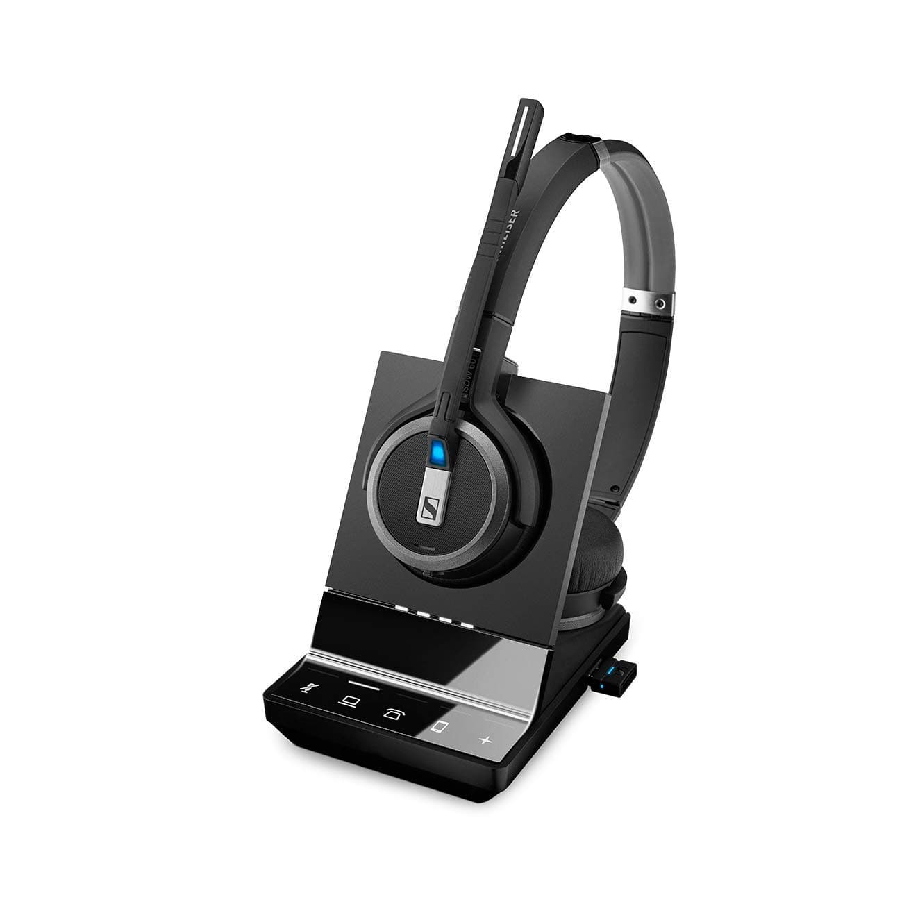 SDW 5066 (507024) - Double-Sided (Binaural) Wireless Dect Headset for Desk Phone Softphone/PC & Mobile Phone Connection Dual Microphone Ultra Noise Cancelling, Black