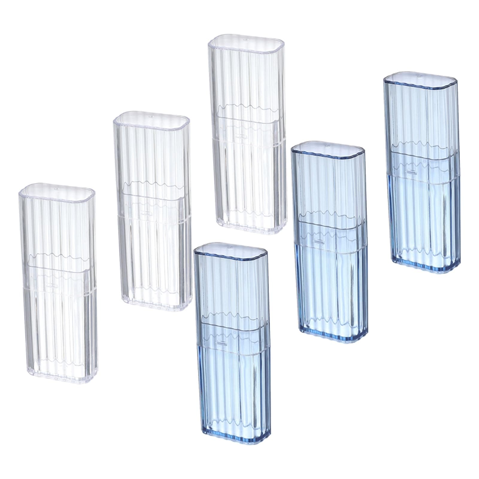 6PCS Durable Cotton Swab Holder,Thickened Wavy texture Travel Swab Case,Portable Cotton Swab Box,Transparent Makeup Sponge Cotton Swabs Box for Storing Cotton Balls,Cotton Swabs,Rubber(As Shown)