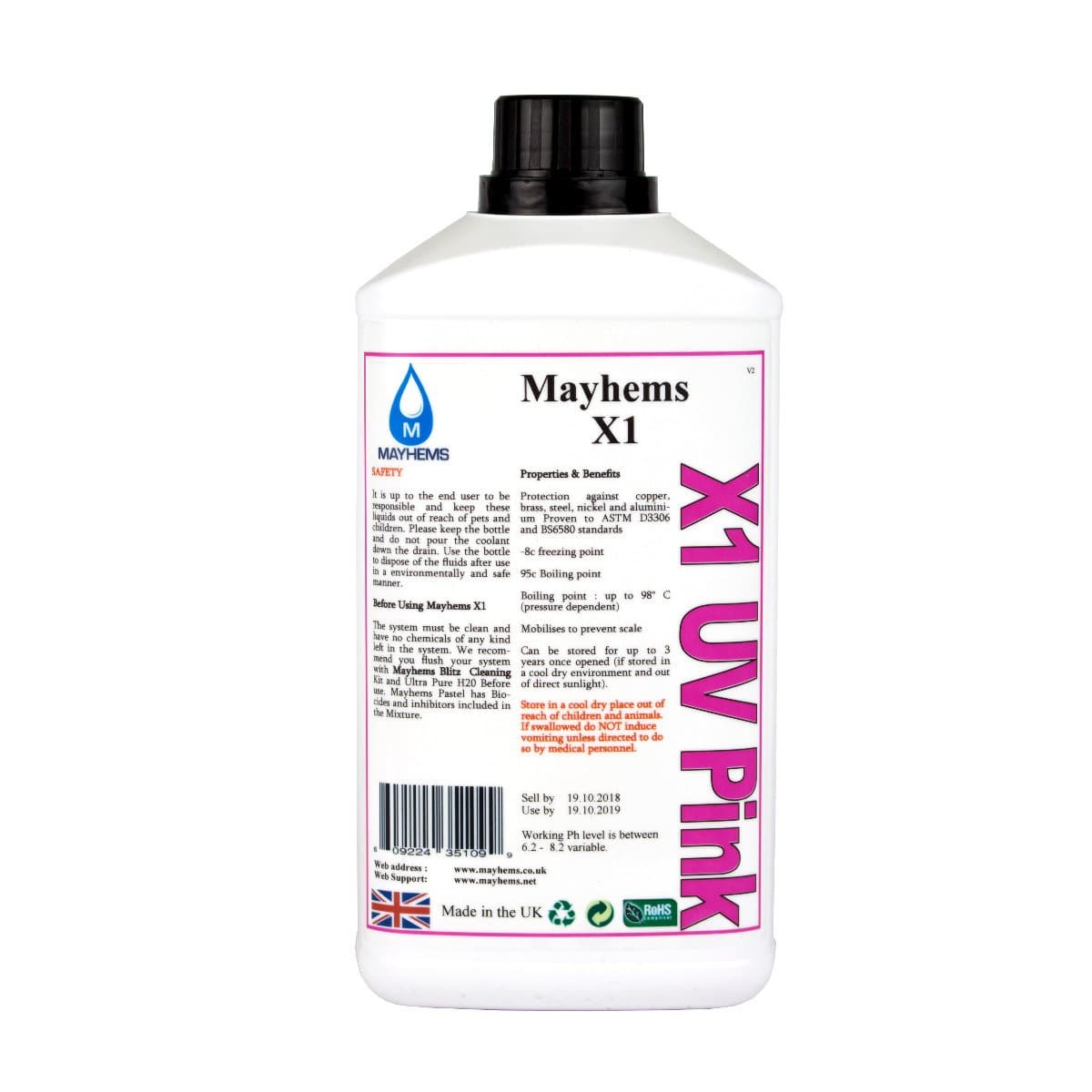 Mayhems X1 UV Pink Premixed Watercooling Fluid 1L