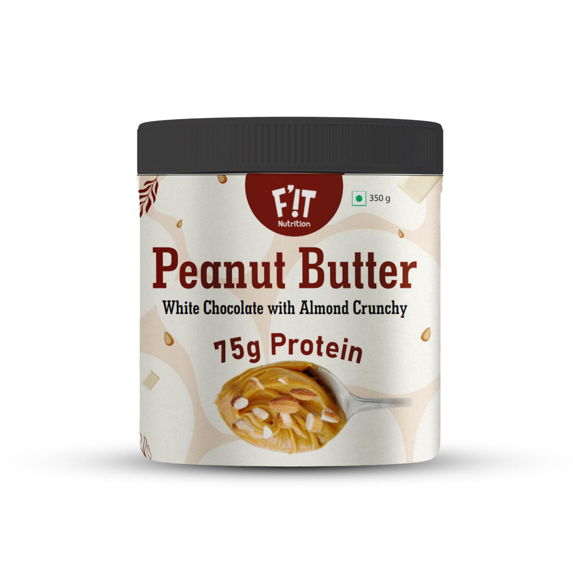 FIT Nutrition | White Chocolate with Almond Crunchy Peanut Butter | 75g Protein | No Preservatives | Gluten Free - 350g