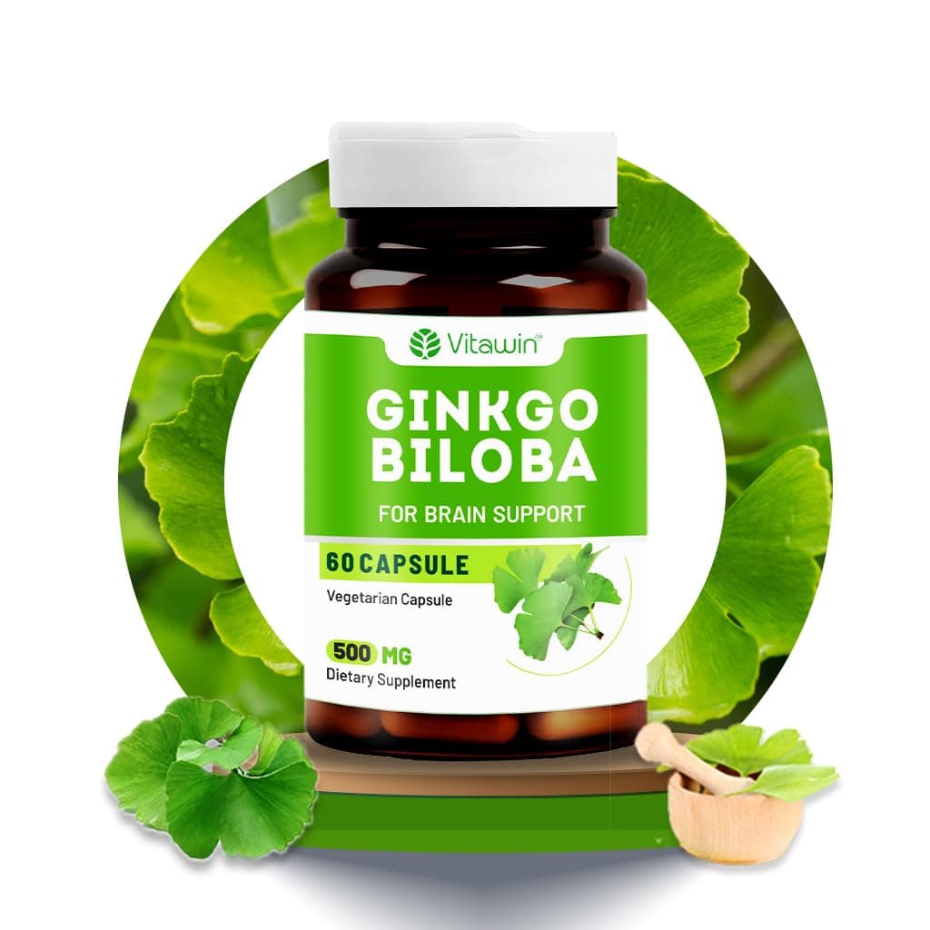 Ginkgo Biloba For Brain Tonic, Herbal Nutrition Supplement, Natural, Veg - 60 Capsules
