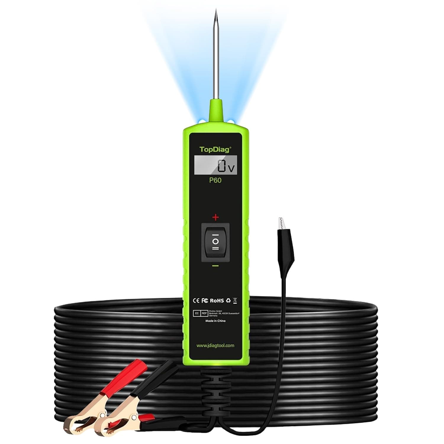 P60 Probe Tester, Automotive Circuit Test, with AC/DC Voltage Tester, LCD Screen Display, Electrical System Tool, Component Activation Diode Test Continuity Test, 6-24V Electric Light Test Pen