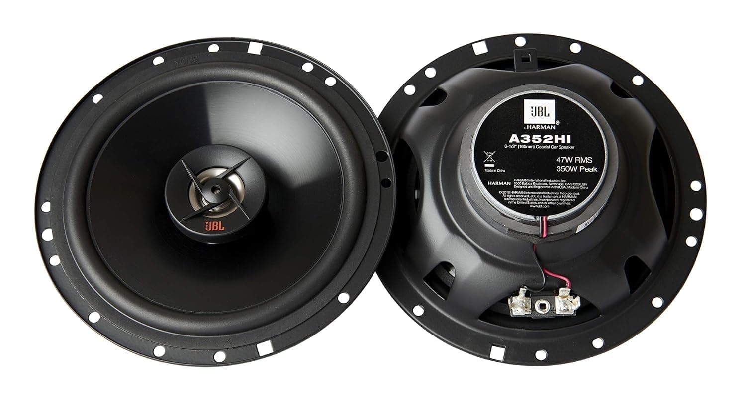 JBL A352Hi 6 1/2" (16.5Cm) 350W Coaxial Speakers with Polypeopylene Woofers Cones and Pei Balanced Dome Tweeters Ideal for Factory Speaker Upgrades. Frame Design Fits Most Factory Openings., Black