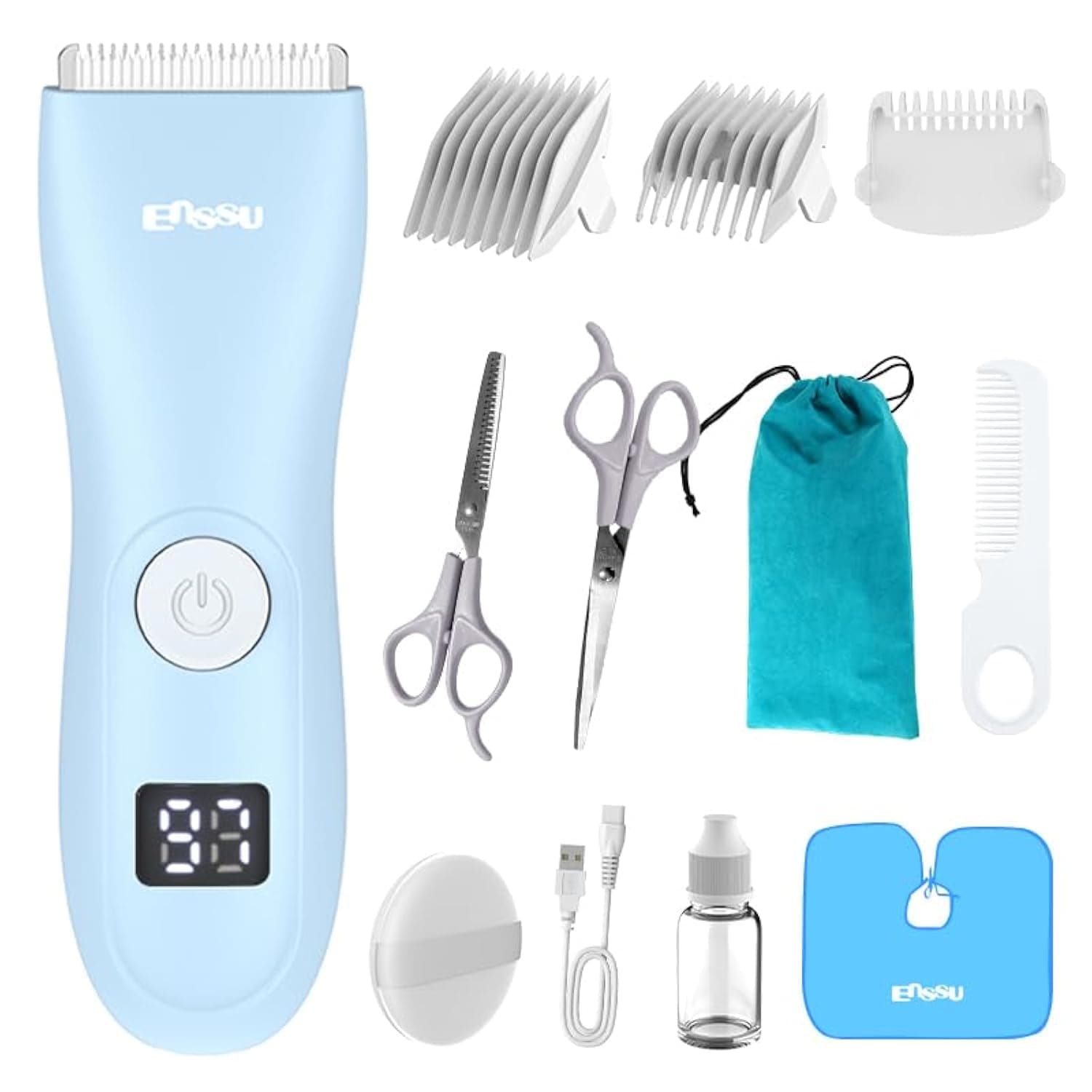 Baby Hair Clippers, Professional Quiet Hair Trimmer for Kids and Toddler, Waterproof & Rechargeable Cordless Hair Cutting Machine for Children, with LCD Display