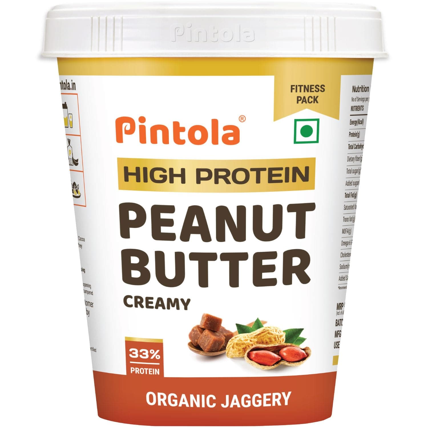 33G Whey Protein Added Peanut Butter | Sweetened with Organic Jaggery | 0% Refined Sugar & 0% Salt - 510g Creamy