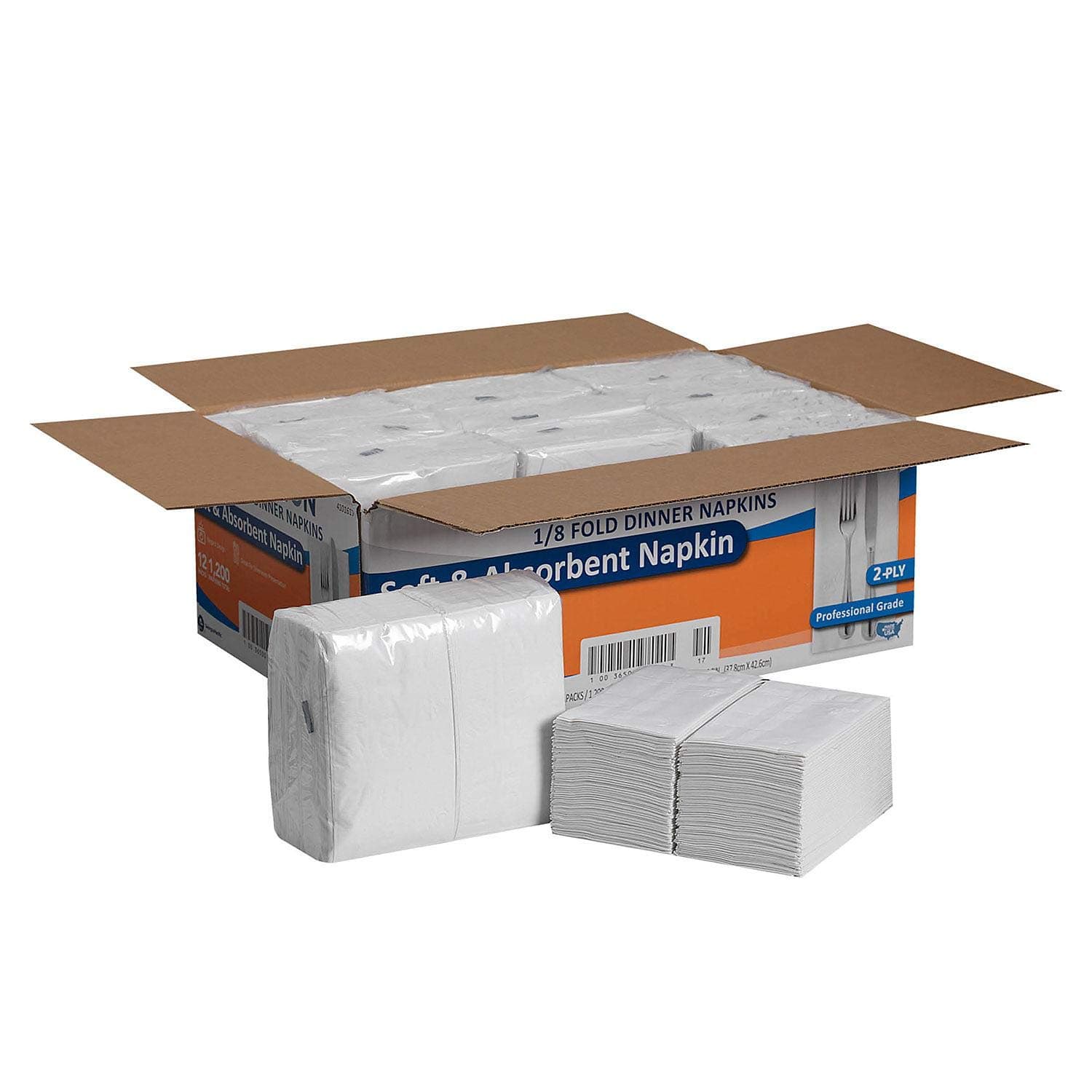 Marathon 2-Ply Dinner Napkin, 17" x 15", White, 1200/Pack, 12 Packs/Carton. A1