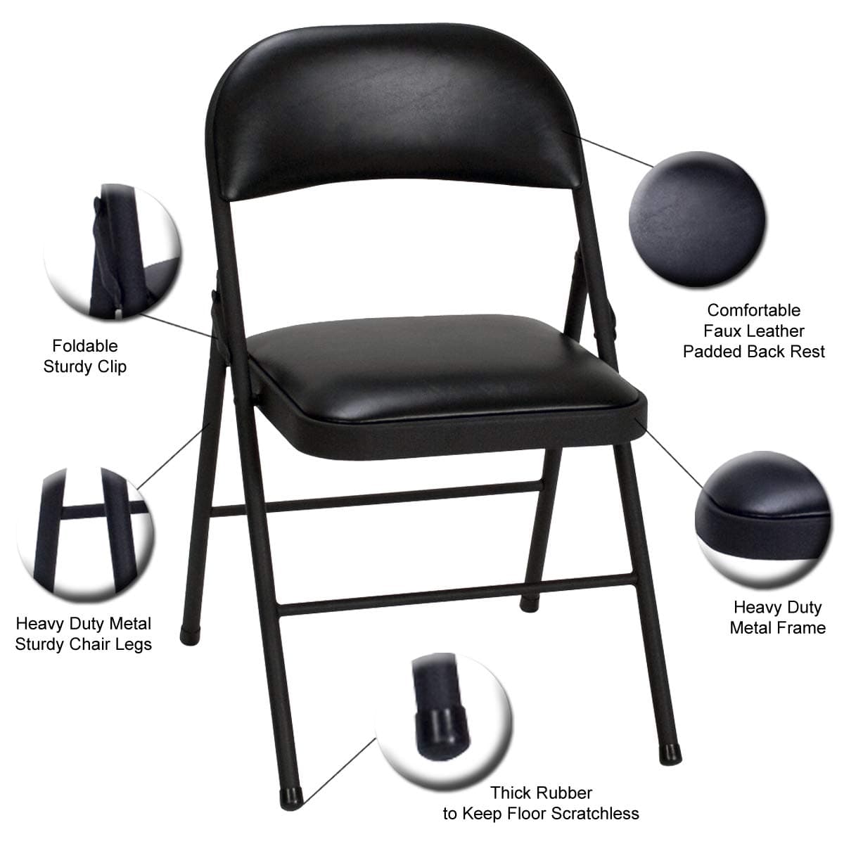 Deluxe Quality Faux Leather Padded Strong Metal Frame Home, Office and Computer Back Rest Chair