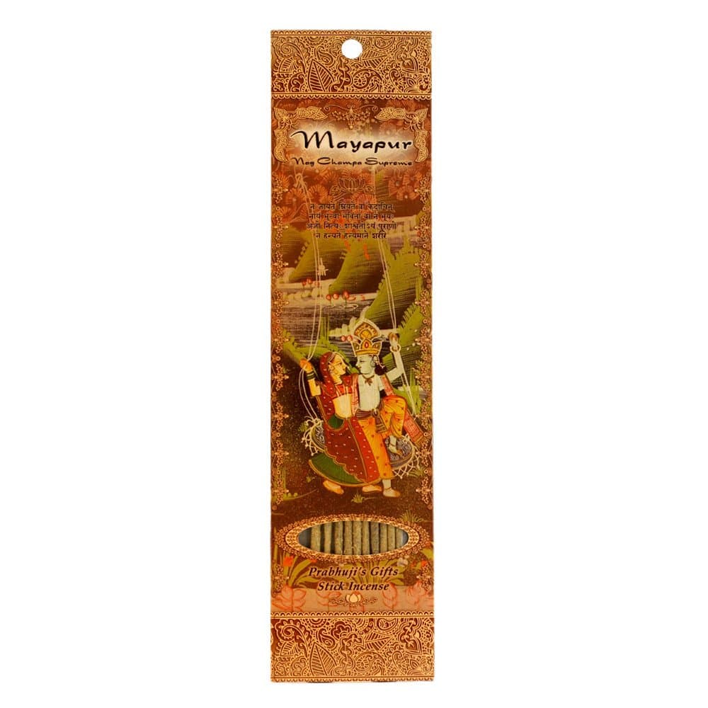 Prabhuji's Gifts Mayapur Hand-Rolled Spiritual Incense Sticks from India - Aromatic Sticks - Stick Incense for Meditation - Yoga, Relaxation, & Aromatherapy Incense - Nag Champa Supreme