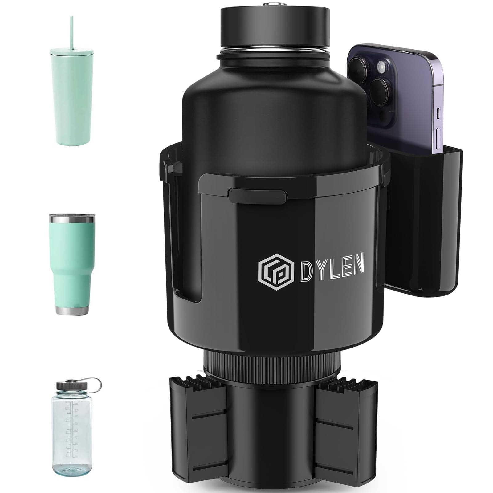 DYLEN Car Cup Holder Expander, Cup Holder Expander for Cars with Expandable Base, Fits Large Drink Bottles 0.4-1.5 L (7-10.7 CM)