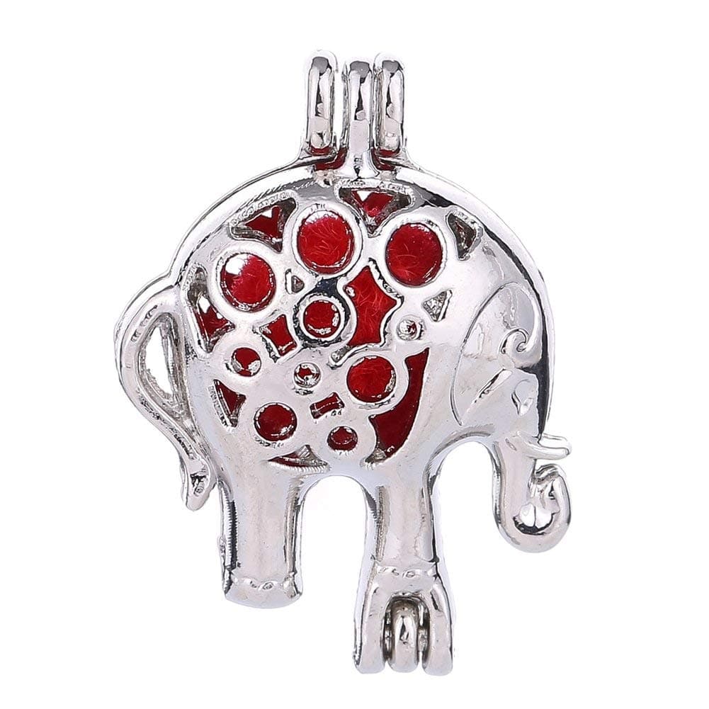 10Pcs Stainless Steel Tones Wish Bead Cage Pendant - Add Your Own Pearls, Stones, Rock to Cage,Add Perfume Essential Oils Diffusing Pendant Charms. (Elephant)