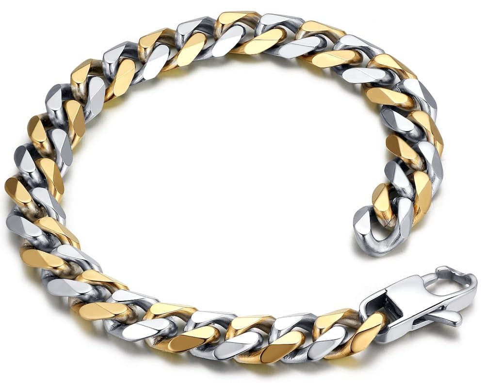 Stainless Steel Men's Polished Curb Chain Bracelet 9"