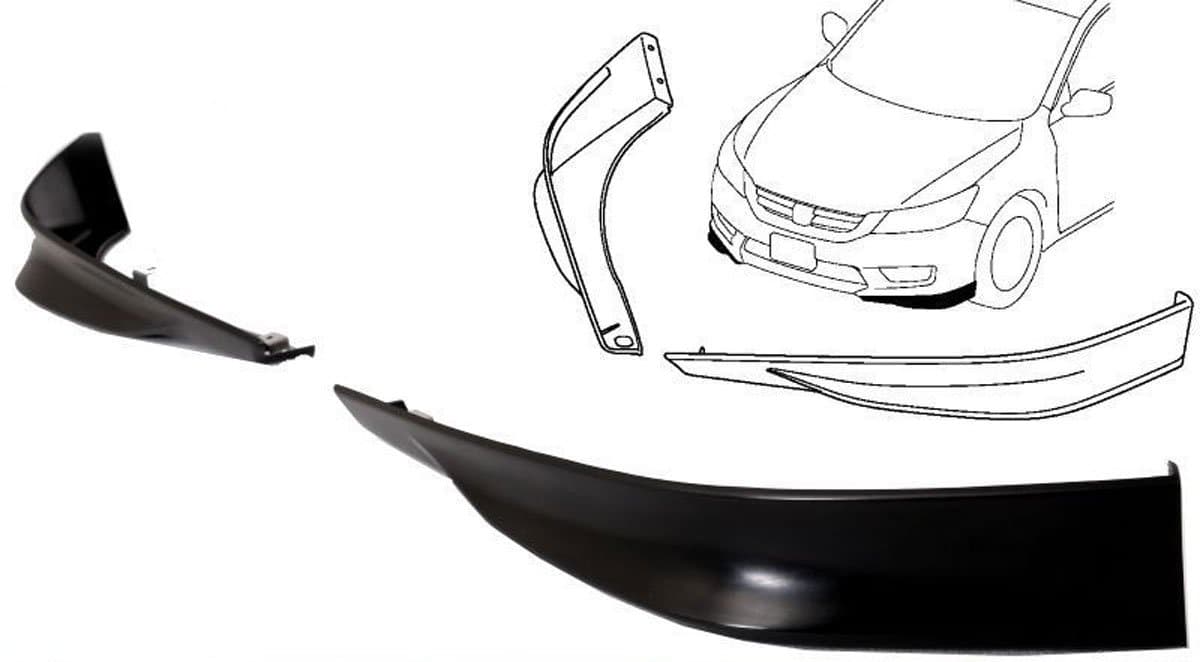 13-15 Honda Accord Sedan 4Dr OE HFP Style 2 Piece Front Lip Underbody Spoilers