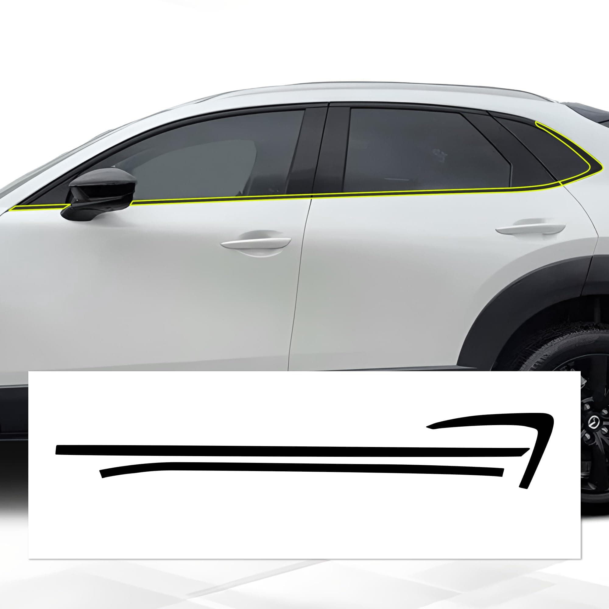 for Mazda CX-30 2020-2026 Side Window Chrome Delete – Precut Vinyl Trim Overlay, Gloss Black Blackout Look