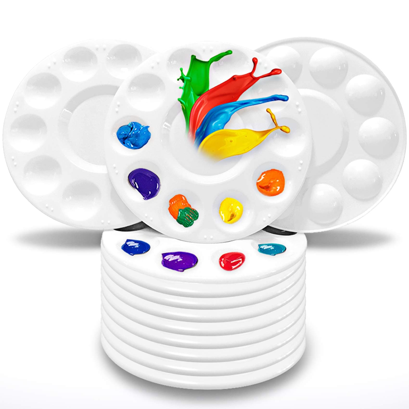 12 Pcs Paint Palettes, Paint Palette Tray Plastic for Kids and Adults to Create DIY Craft Professional Art Painting