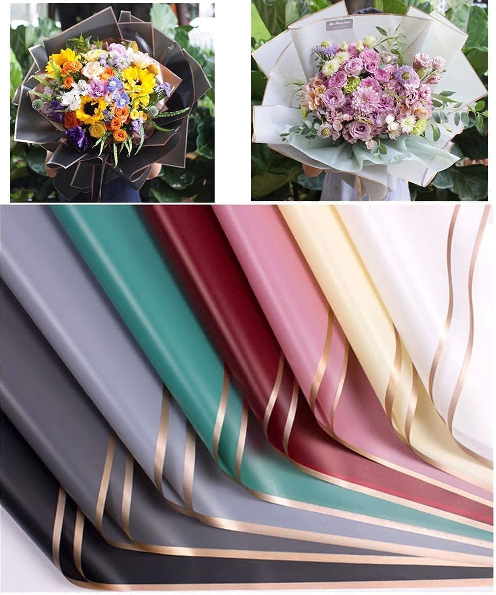 Just Flowers Waterproof Floral Wrapping Paper, Gift Wrapping Paper Roll Sheet, Florist Bouquet Supplies (Pack of 15, Multicoloured)