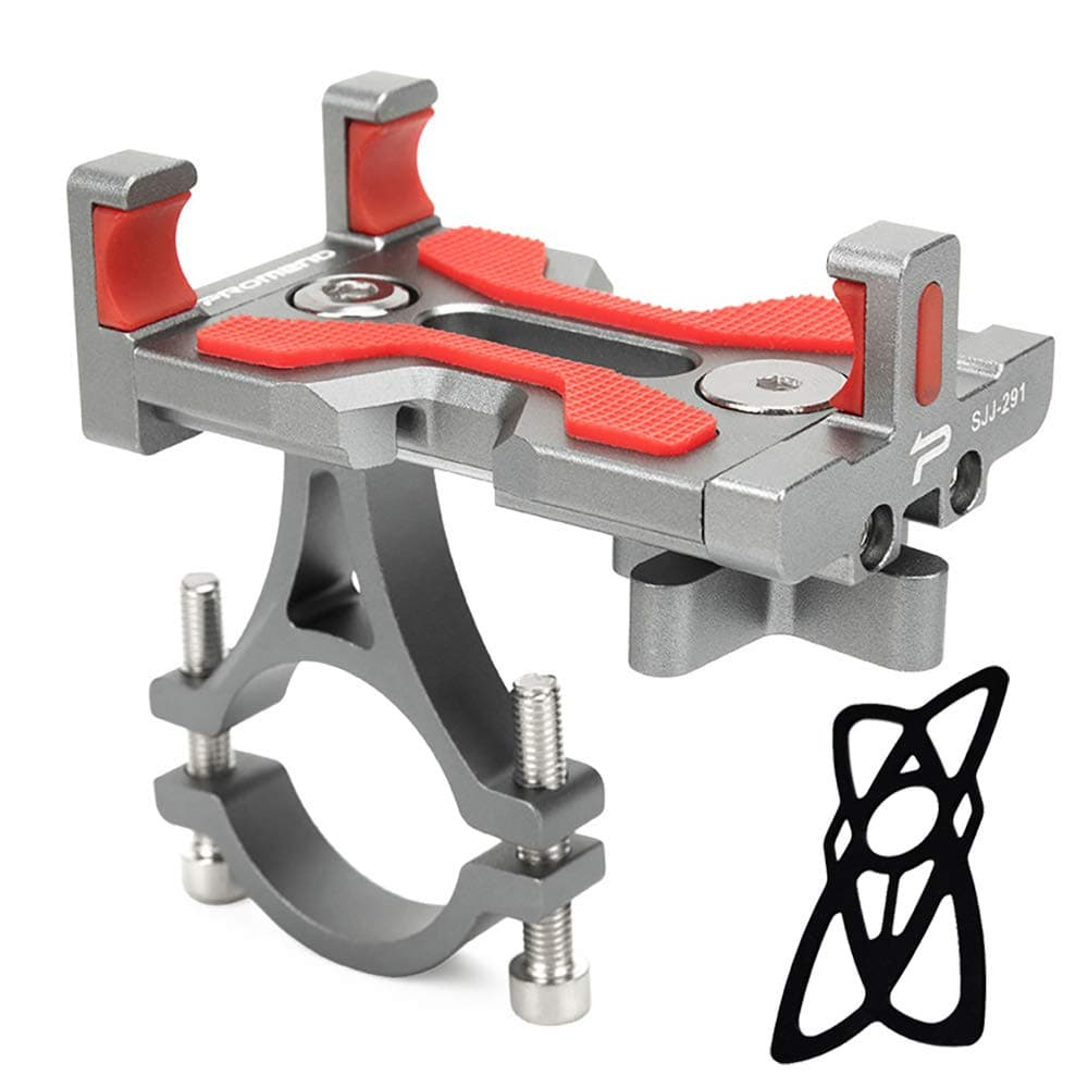 Metal Bicycle&Electric Bike&Motorcycle Phone Holder, Phone Mount Holder,with Shock-Absorbing Padding,360° Rotation Suitable for Most Smartphones (Grey)