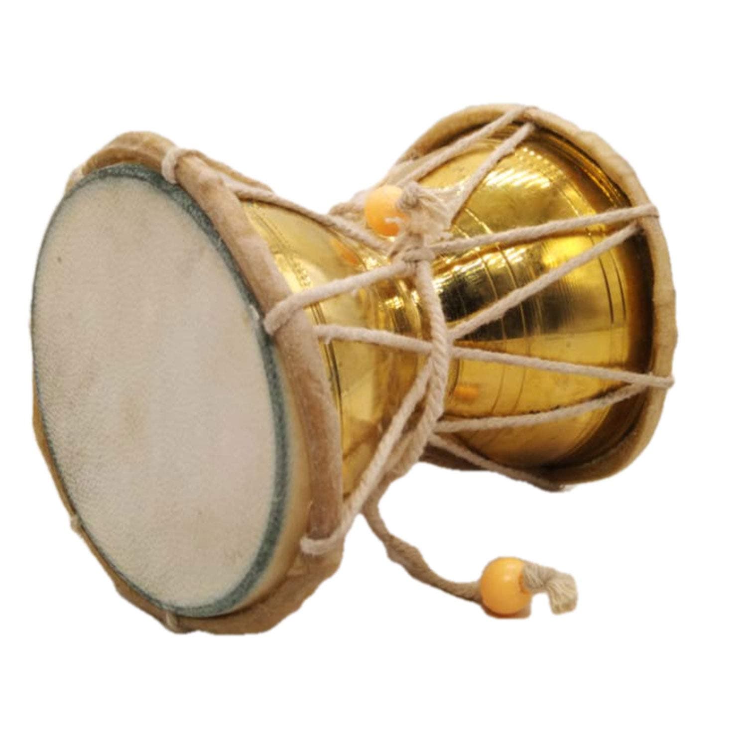 India Meets India Handmade Gold Damroo Shiva Damru Pooja Musical Damaru by Awarded Indian Artisan