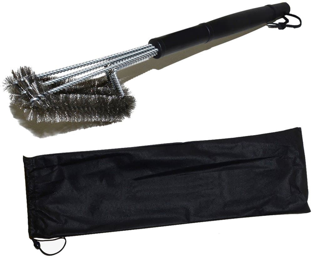 BravRain Grill Brush 18'' 3 in 1 Thoughtful Design 360° Perfect BBQ Cleaner, Rust Proof 100% Stainless Steel Bristles and Torsion Wire with Metal Fastener, Sturdy and Durable, Best Barbecue Companion