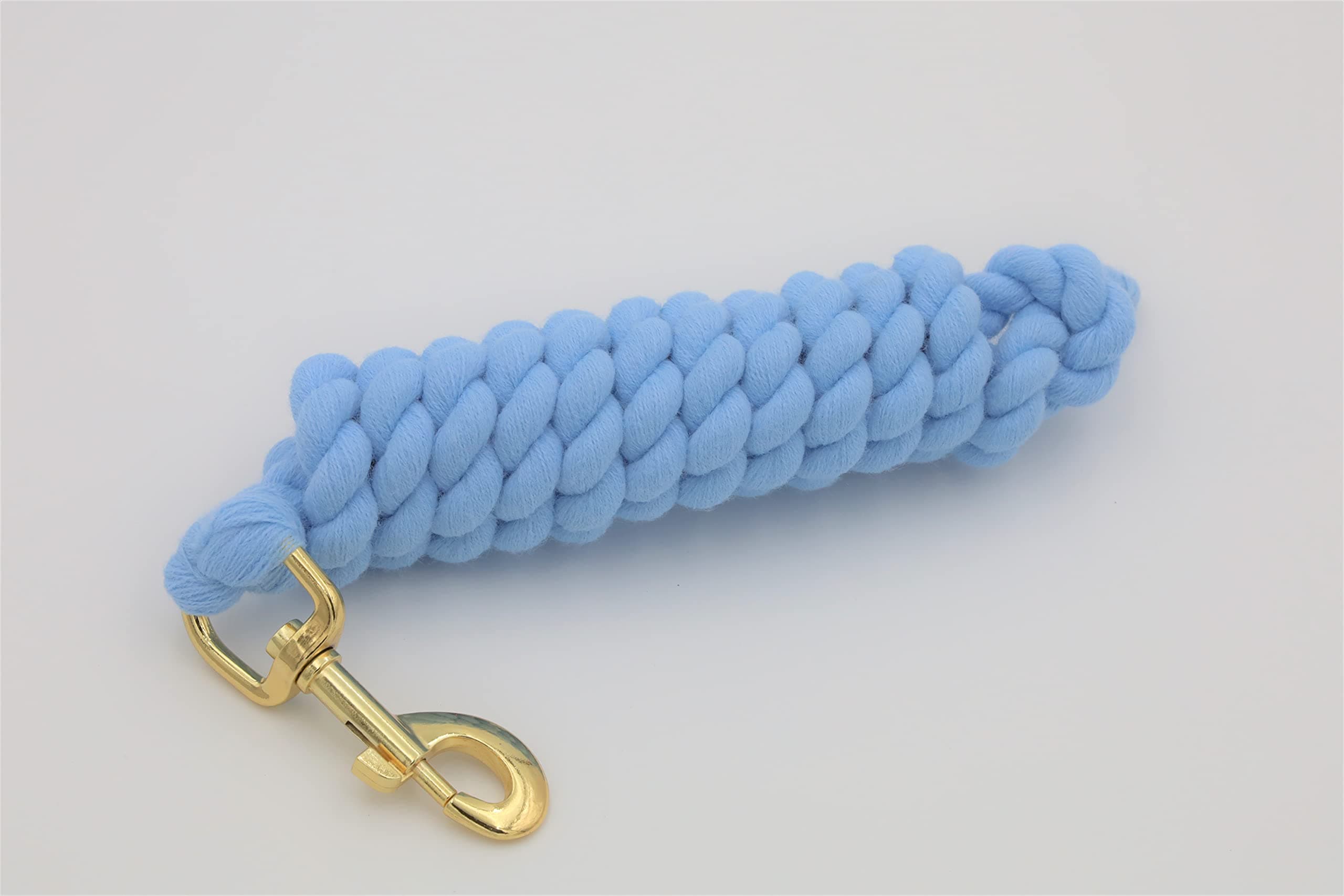 Horse/Pony Cotton Lead Rope with Brass Clip 1.8m (Light Blue)