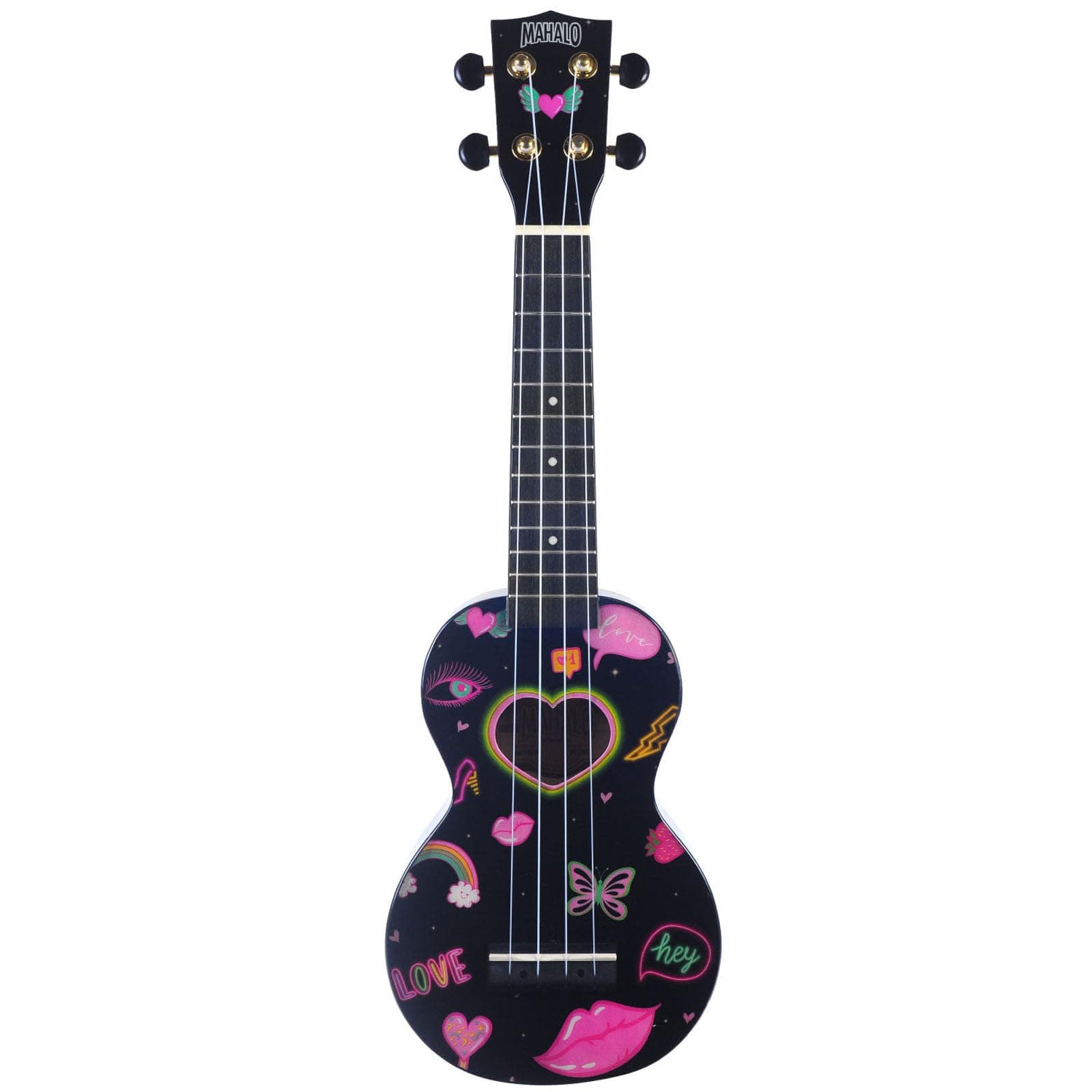 Mahalo Ukuleles MA1HE bk Hearts Ukulele, Soprano