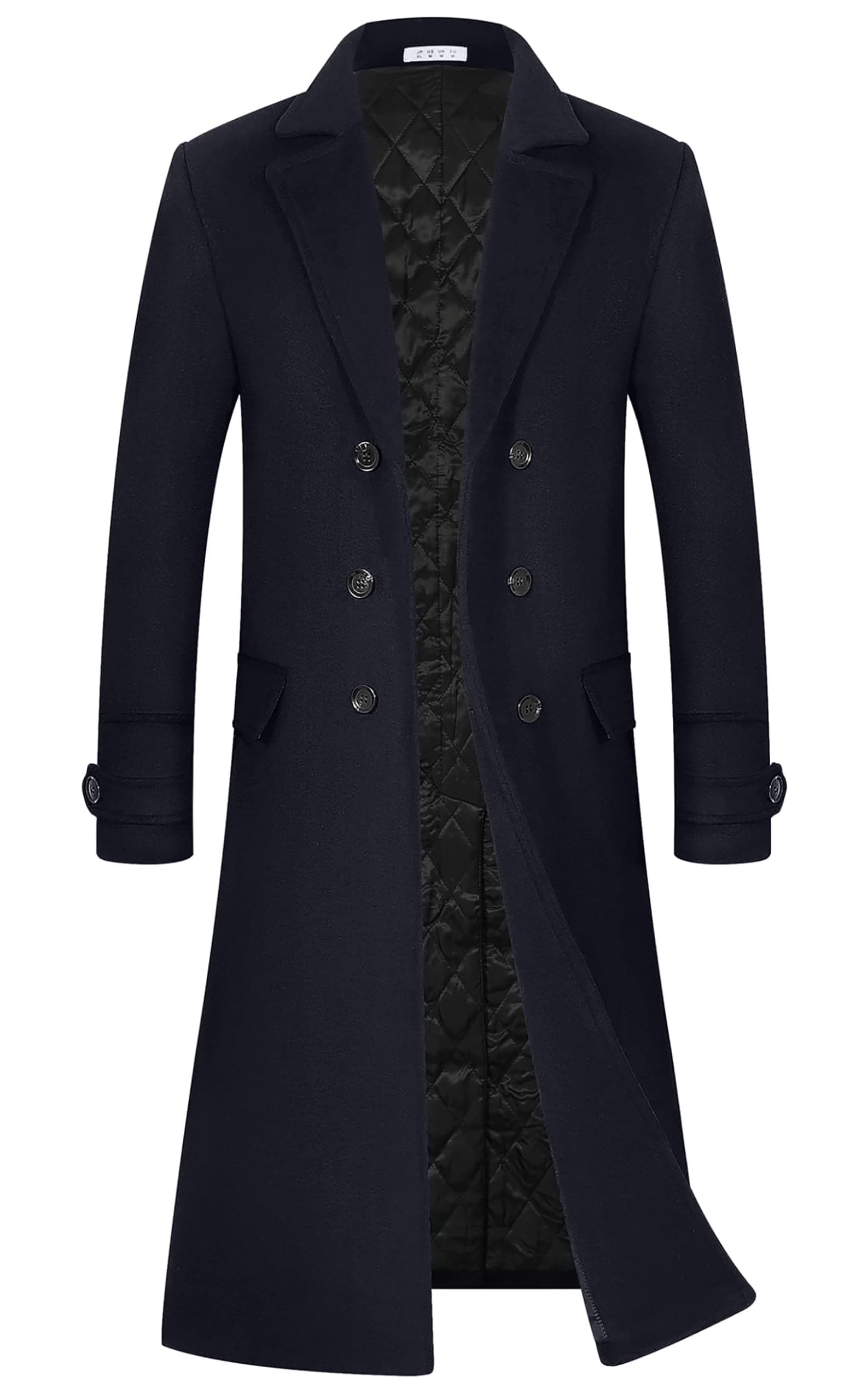 Men's Luxury Full Length Trench Coat Long Wool Overcoat Winter Windbreaker