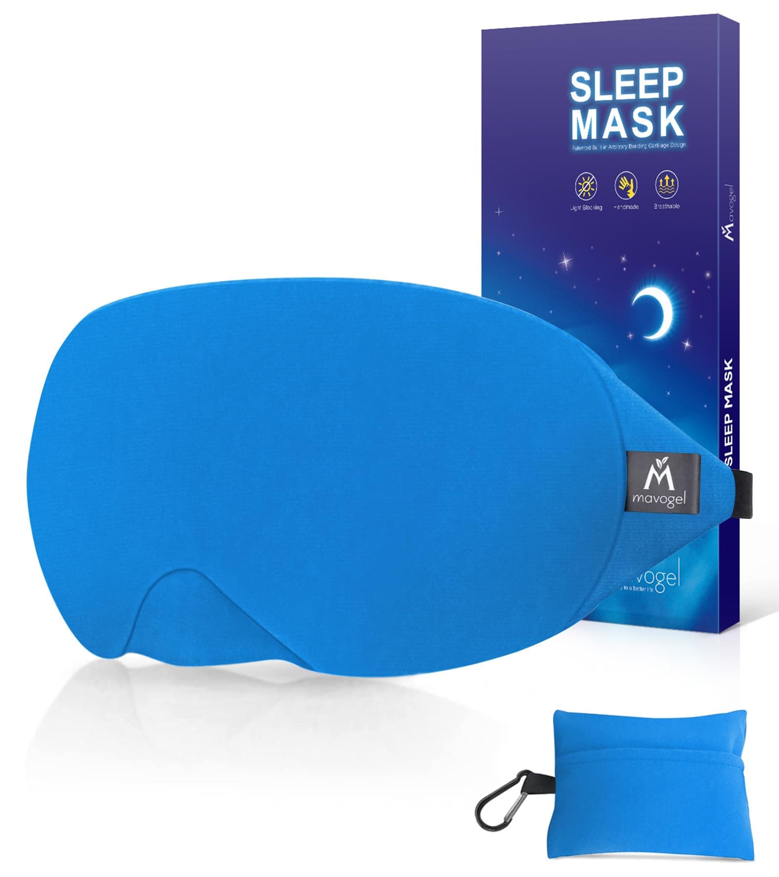 Mavogel Cotton Sleep Mask - Breathable Light Blocking Sleep Eye Mask, Soft Comfortable Night Sleeping Mask for Men Women, Eye Cover for Travel/Shift Work/Nap, Includes Travel Pouch (Cobalt Blue)