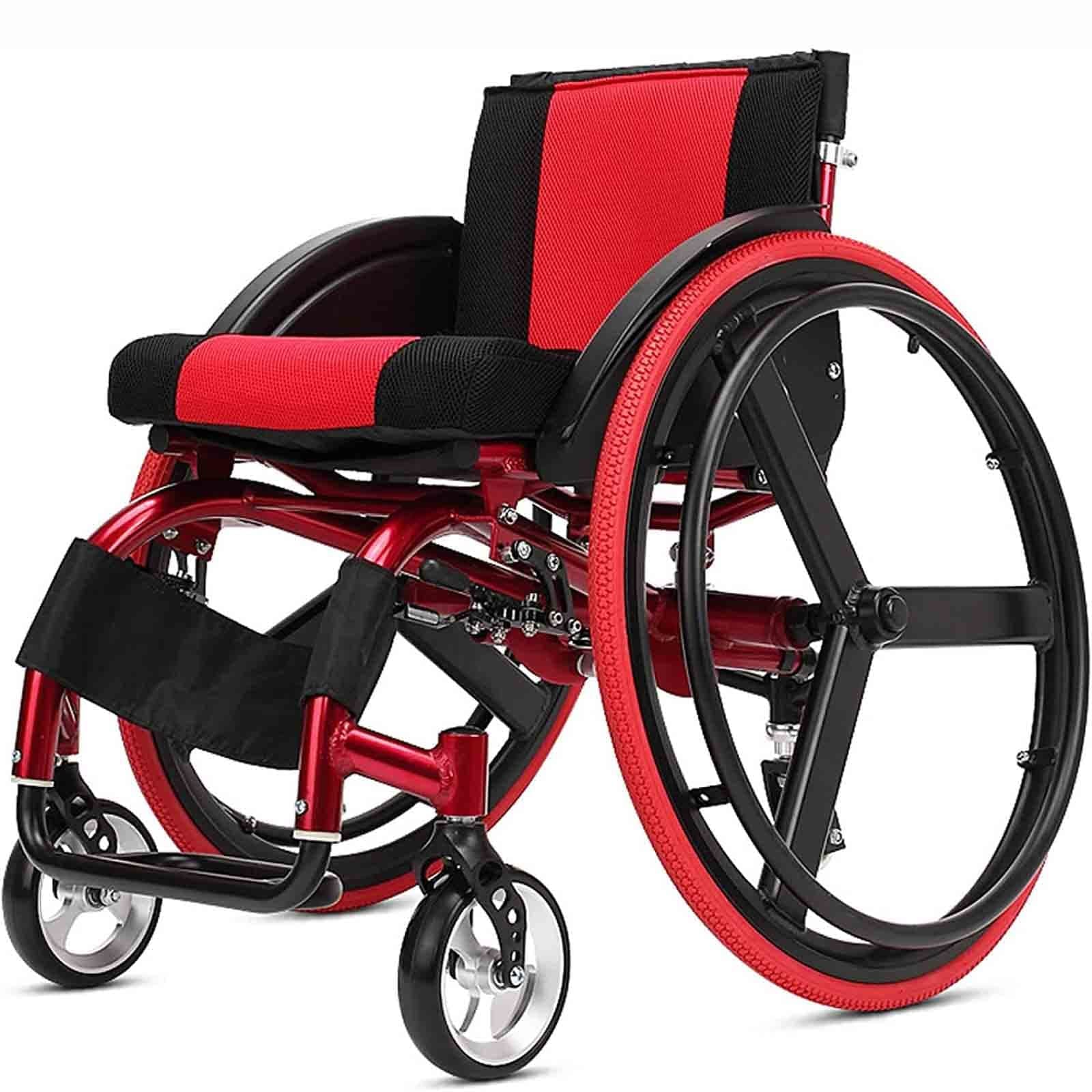 BITWIT Elderly Wheelchair Sport Adult Manual Self Propelled Lightweight Foldable Aluminium Advanced Shock Absorption Bump Uncomfortable Be Applicable Children Cerebral Palsy