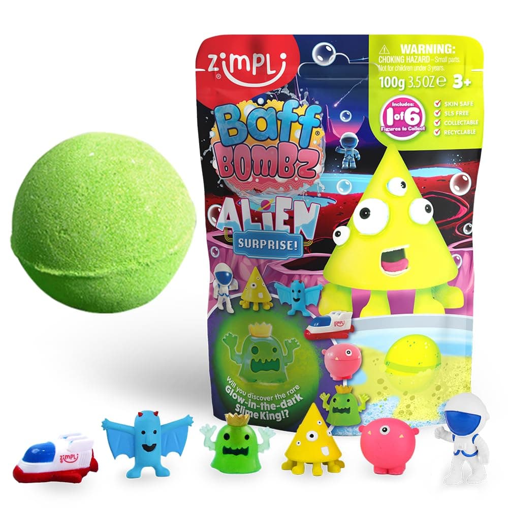 Kids Large Alien Surprise Bath Bomb, The Bath Bomb Contains 1 of 6 Surprise Fruit Toys to Collect, Mystery Toys for Boys & Girls, Collectible Toy, Party Bag Favours Fillers, Novelty & Gag Toys
