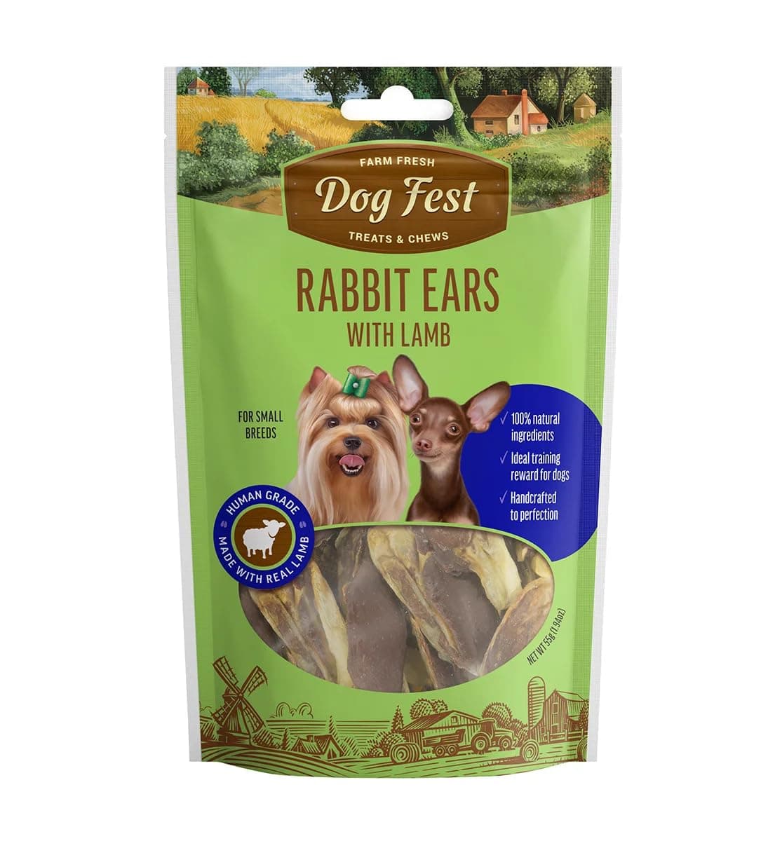 Rabbit Ears With Lamb For Mini-Dogs,Dog Treats - 55G (1.94Oz)