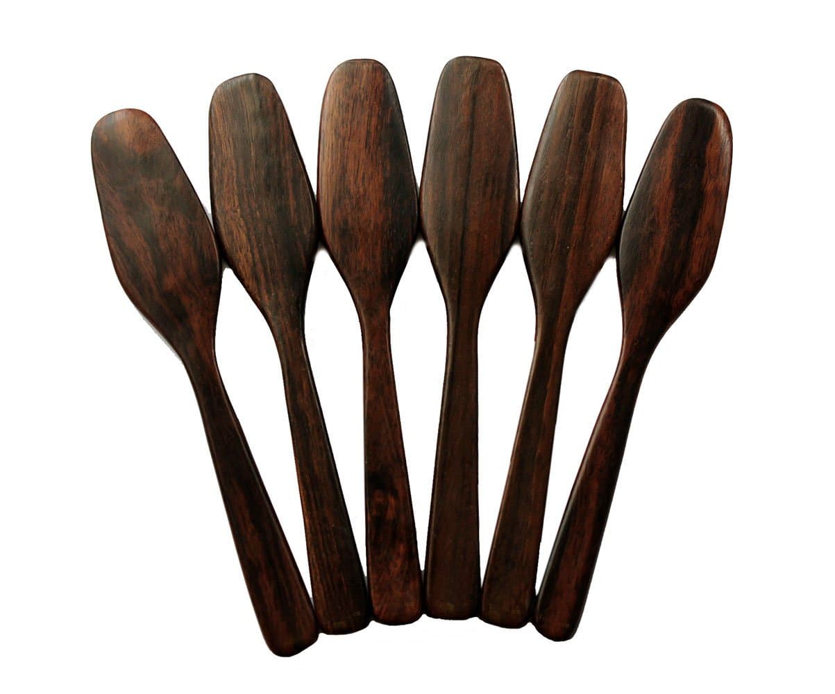 ThongDee Wooden Butter Spreader Cheese Jam Bread Sandwich Knife Spread Spreaders Knives Set of 6 Rosewood
