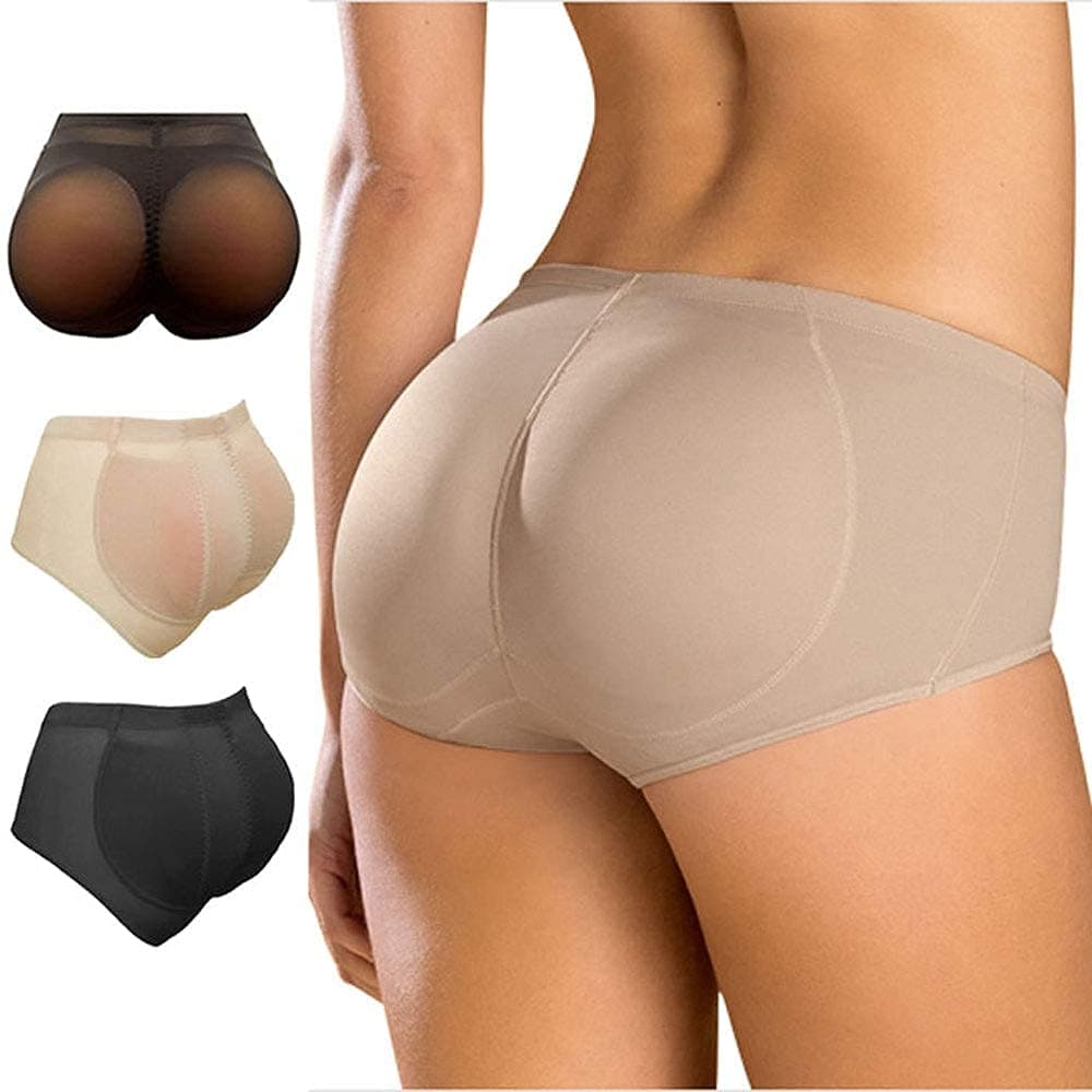 Silicone Buttocks Pads Butt Enhancer Body Shaper Panty Tummy Control Girdle (M, Black)