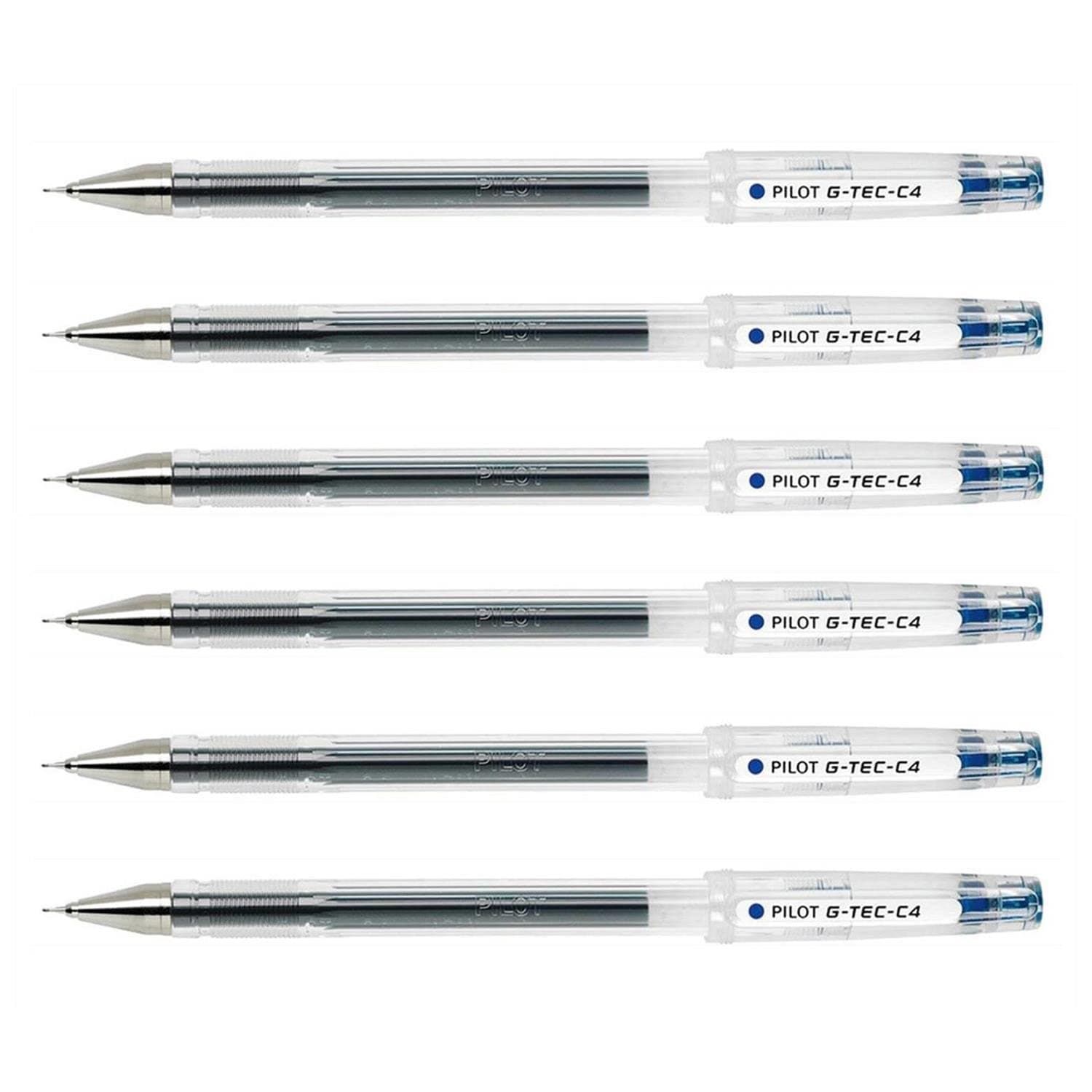 Set of 6 G-TEC-C4 Gel Ink Pens Ultra Fine Tip 0.4mm - Line 0.2mm Blue