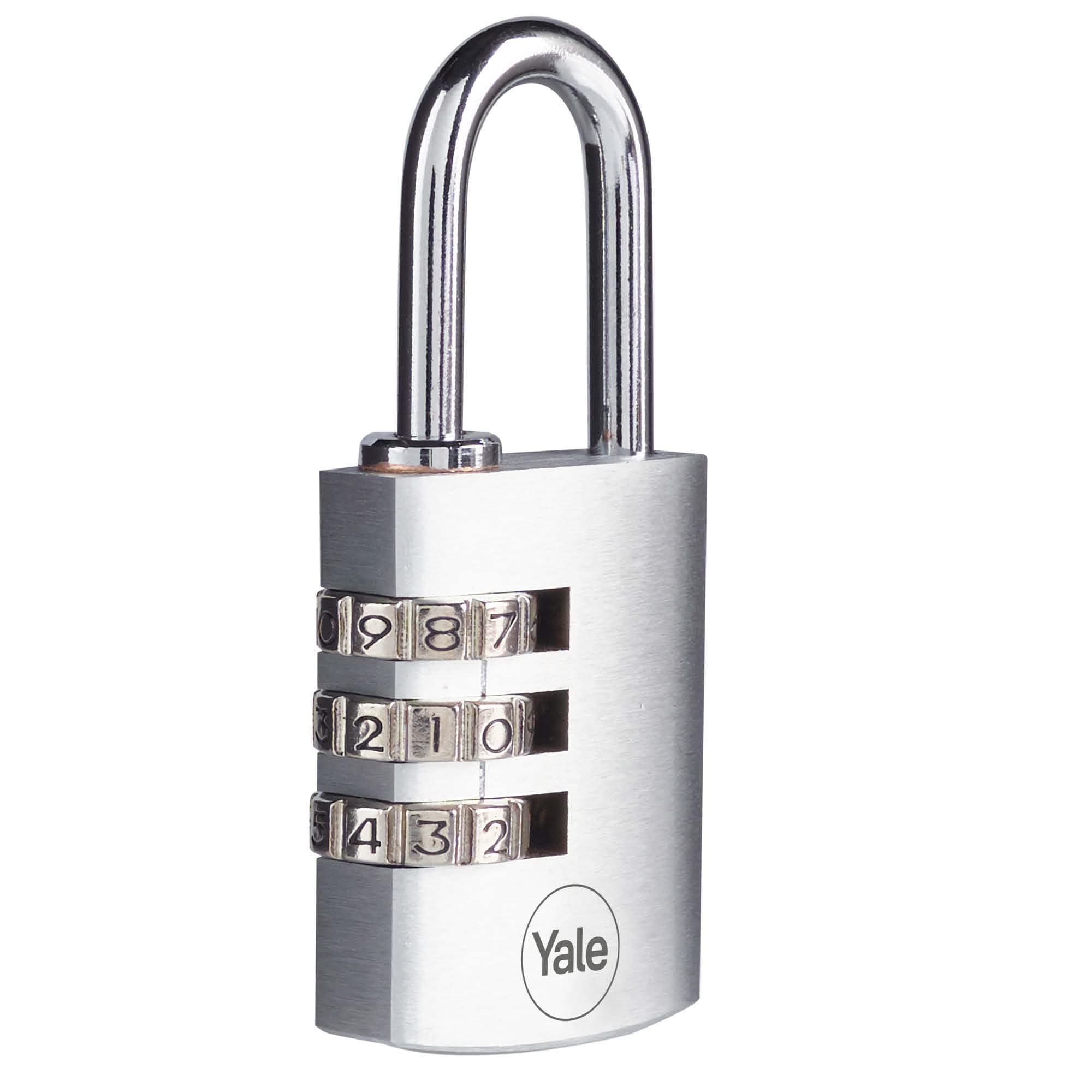 Yale Padlock Combination Brass 30Mm Chrome Plated 3Dialkeys #Y151B/30/125/1 Yale
