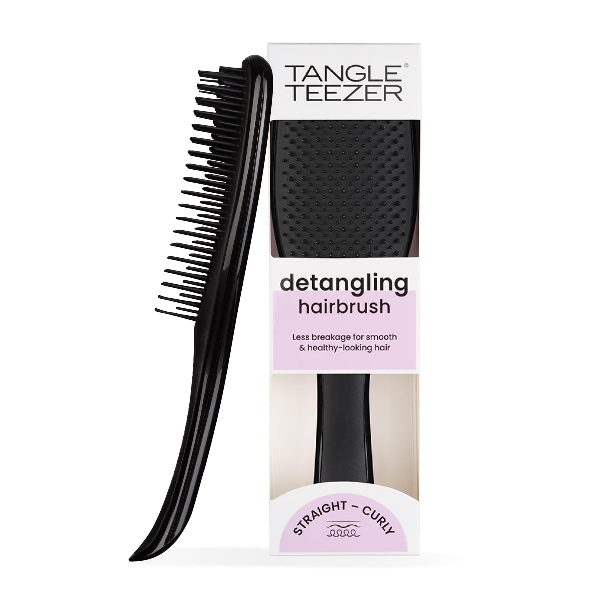 Ultimate Detangler Hairbrush - For Wet & Dry Hair - Detangling Brush for All Hair Types - Two-Tiered Teeth Reduce Breakage & Eliminate Knots - Liquorice Black